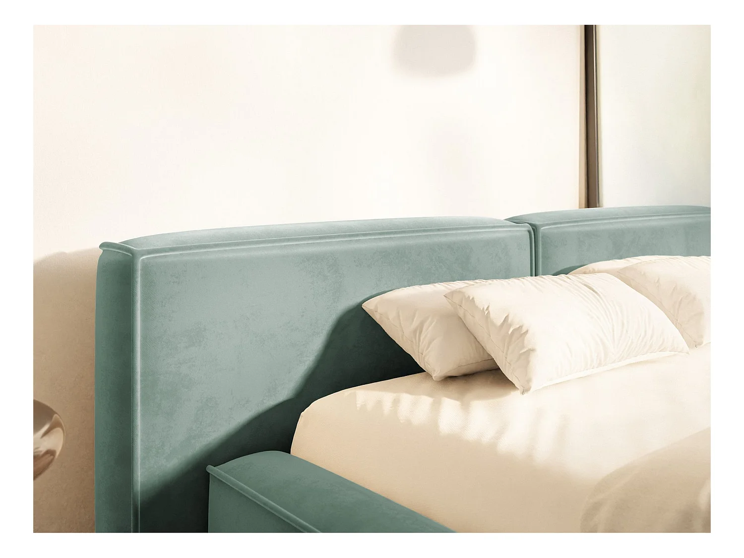 Polsterbett 160x200 mit Bettkasten – Lattenrost – Velours – salbeigrün – TILVES LOW