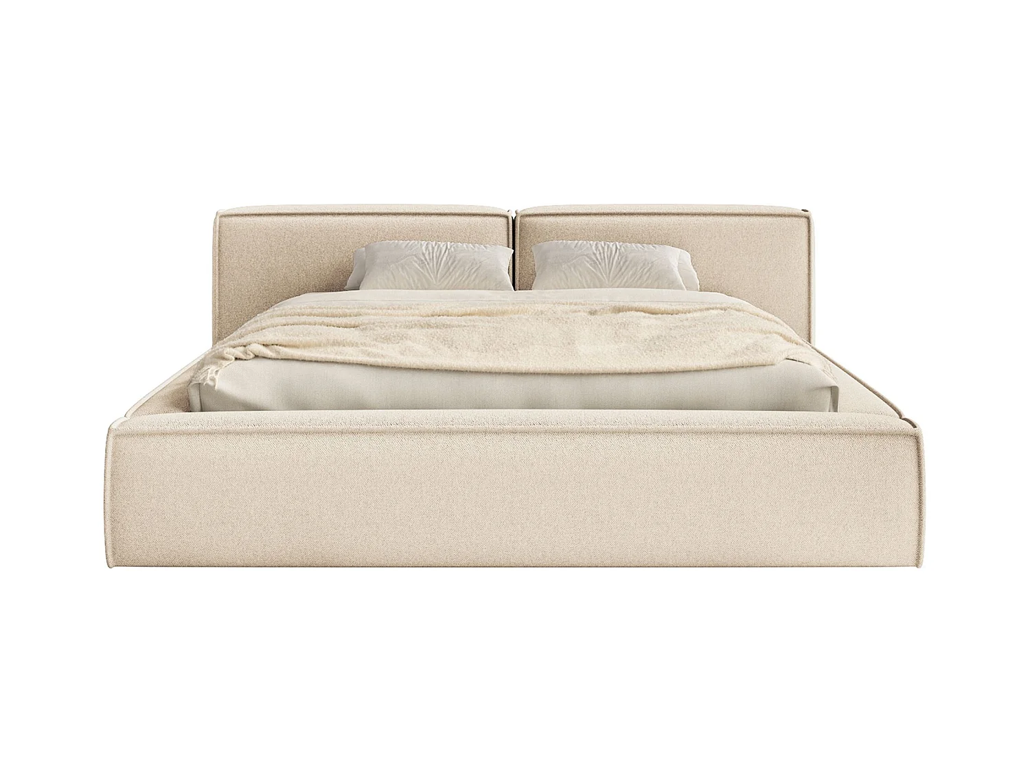 Opbergbed 140x200 cm – met lattenbodem – chenille – lichtbeige – TILVES LOW