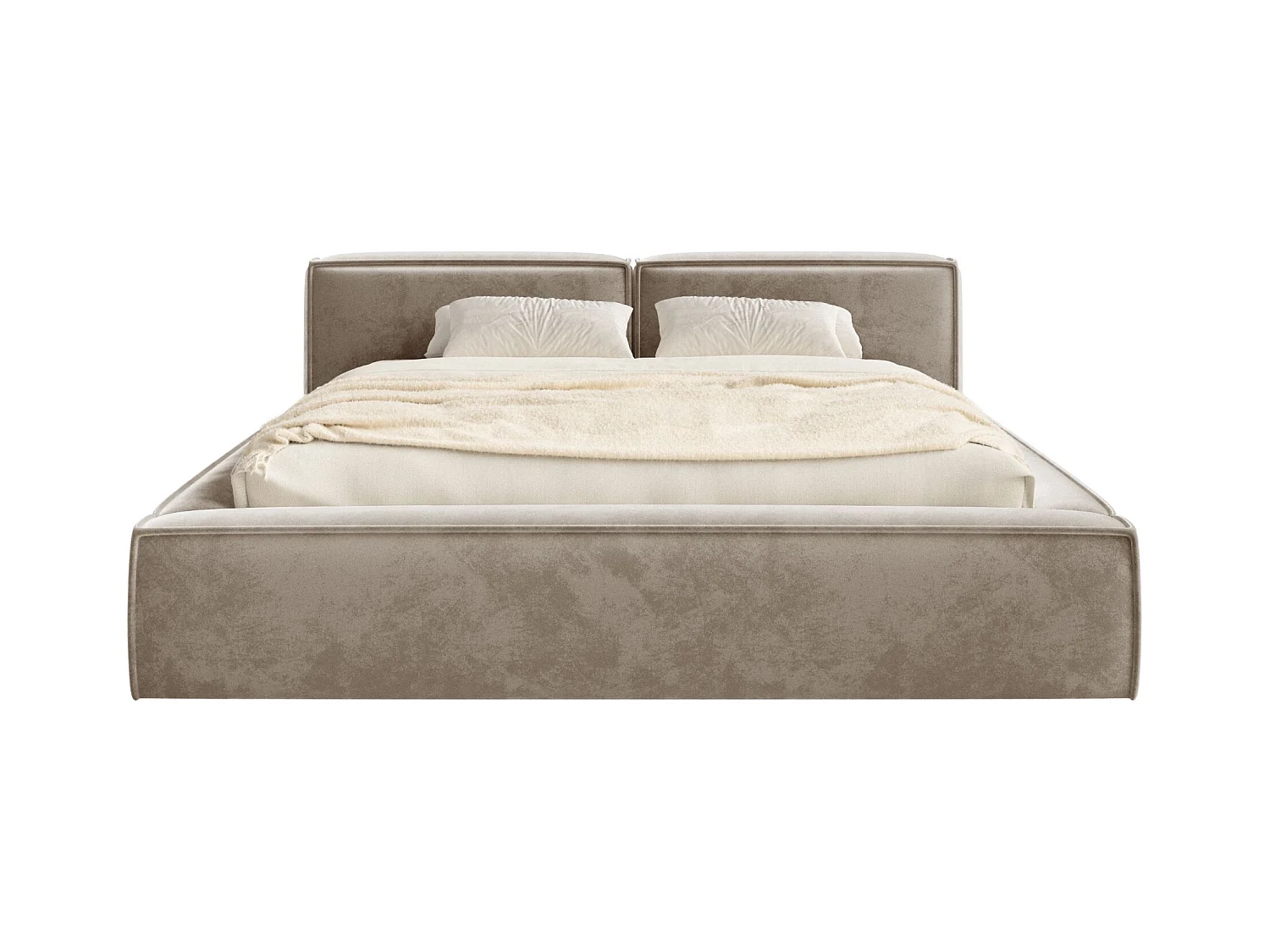 Opbergbed 160x200 cm – met lattenbodem – velours – lichtbruin – TILVES SLIM