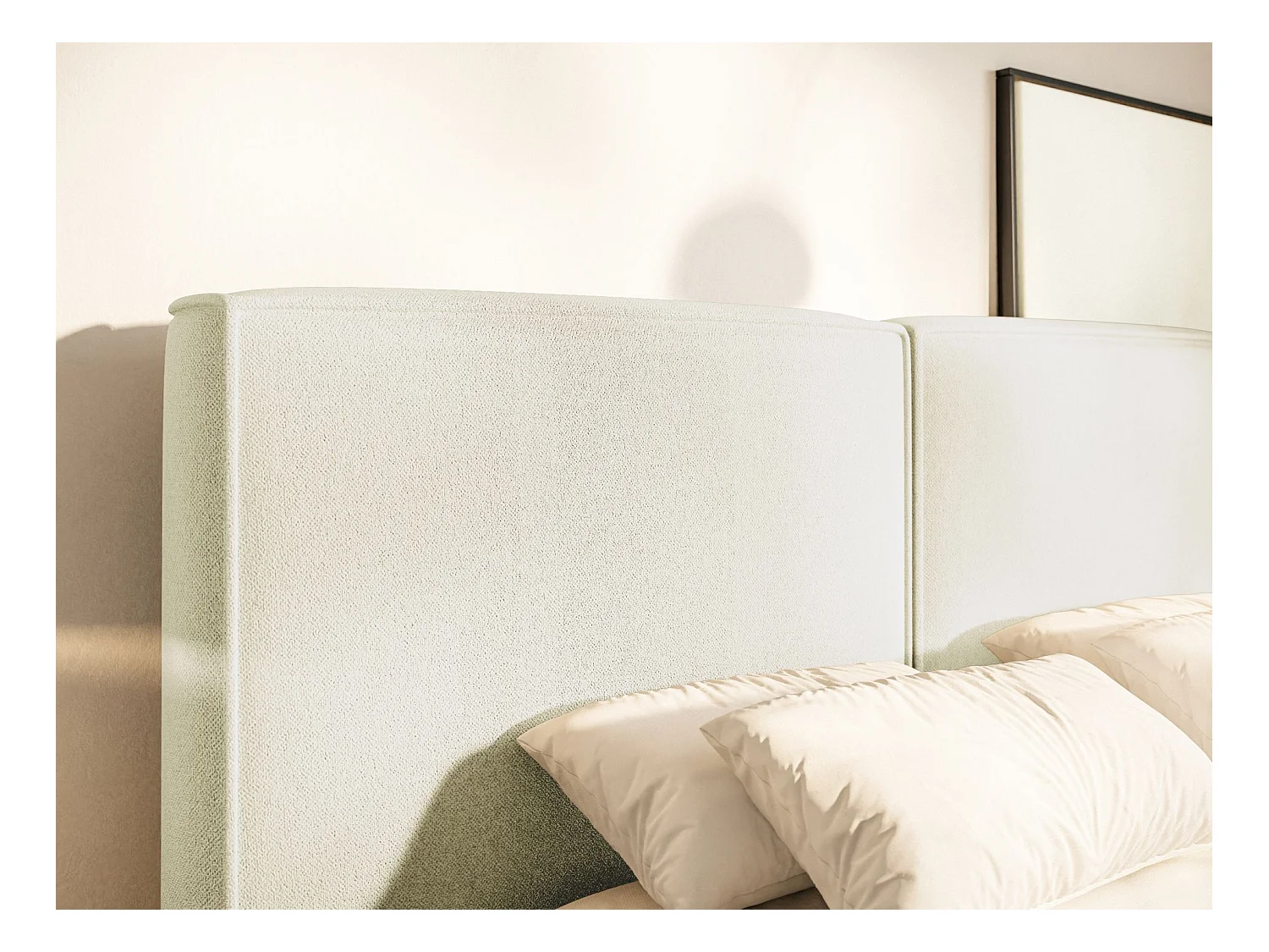 Polsterbett 160x200 mit Bettkasten – Lattenrost – Chenille – creme – TILVES