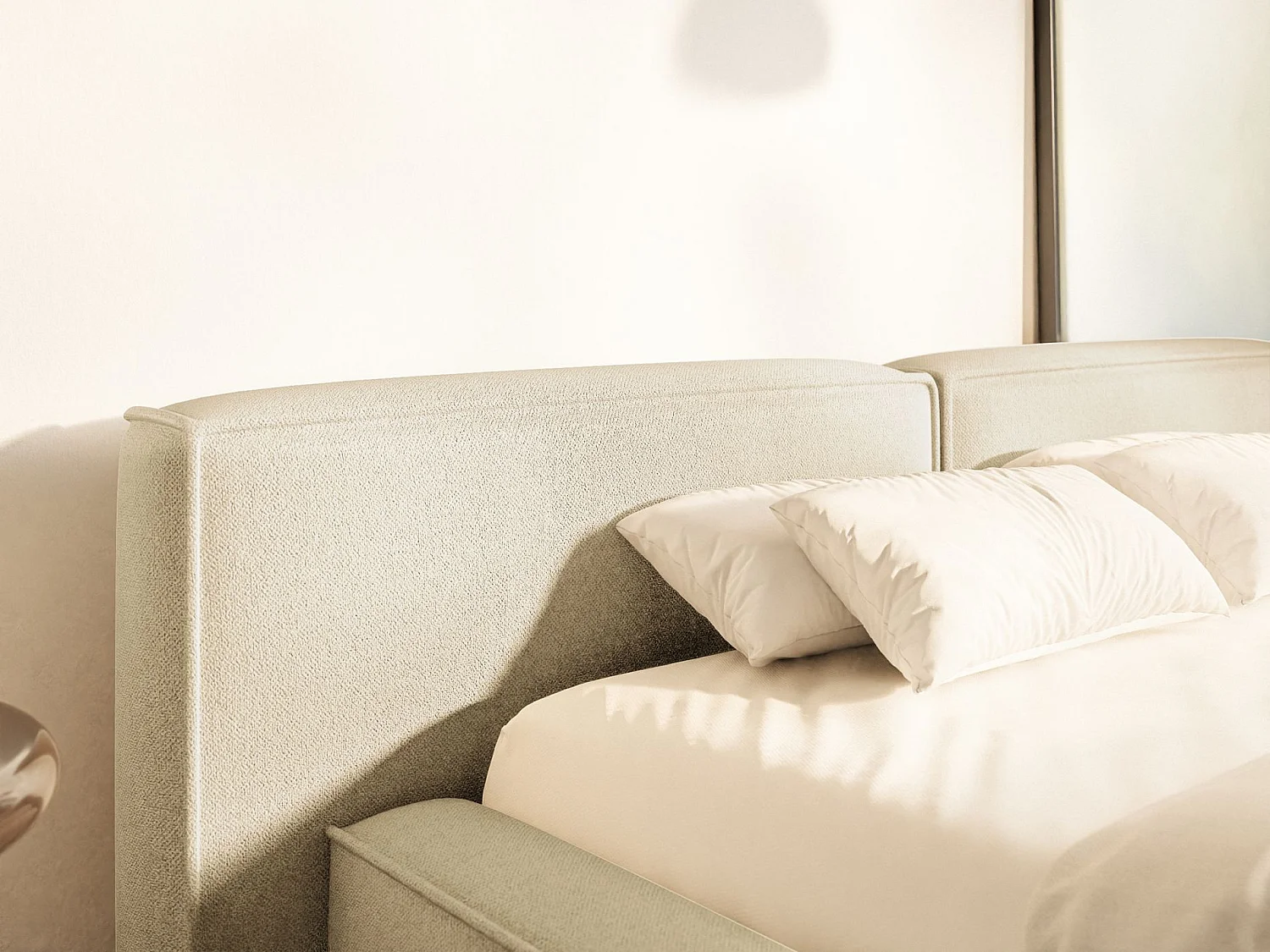 Opbergbed 180x200 cm – met lattenbodem – chenille – lichtbeige – TILVES LOW