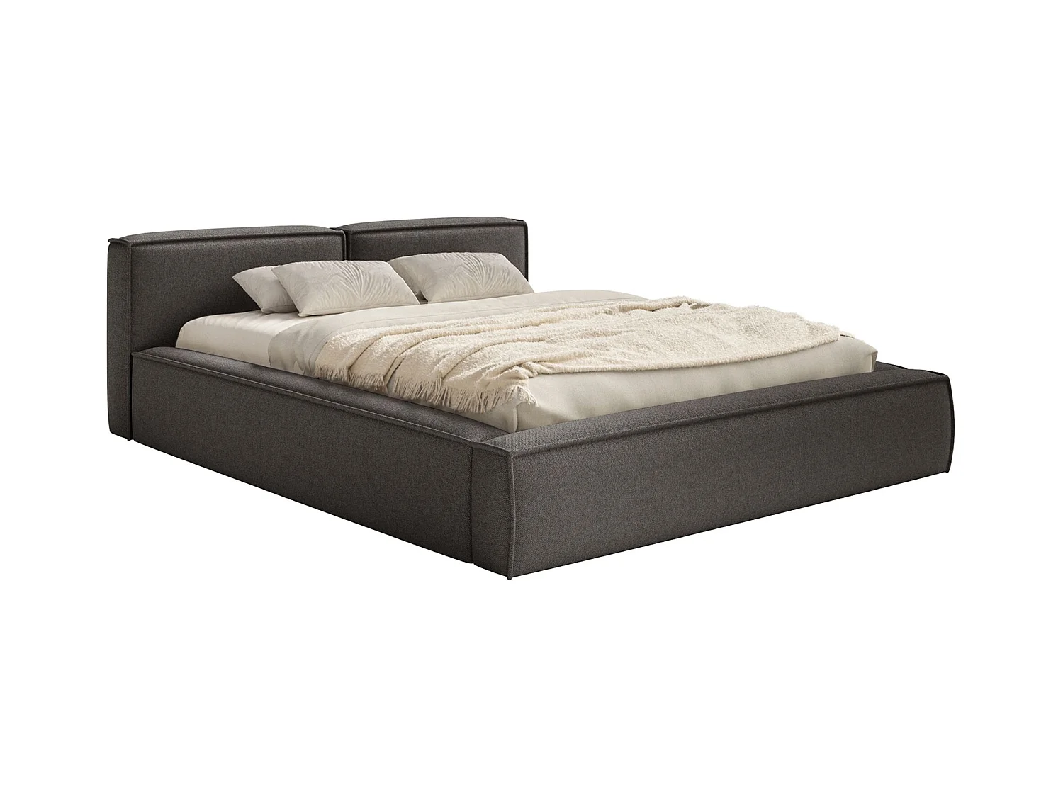 Polsterbett 180x200 mit Bettkasten – Lattenrost – Chenille – grafit – TILVES SLIM