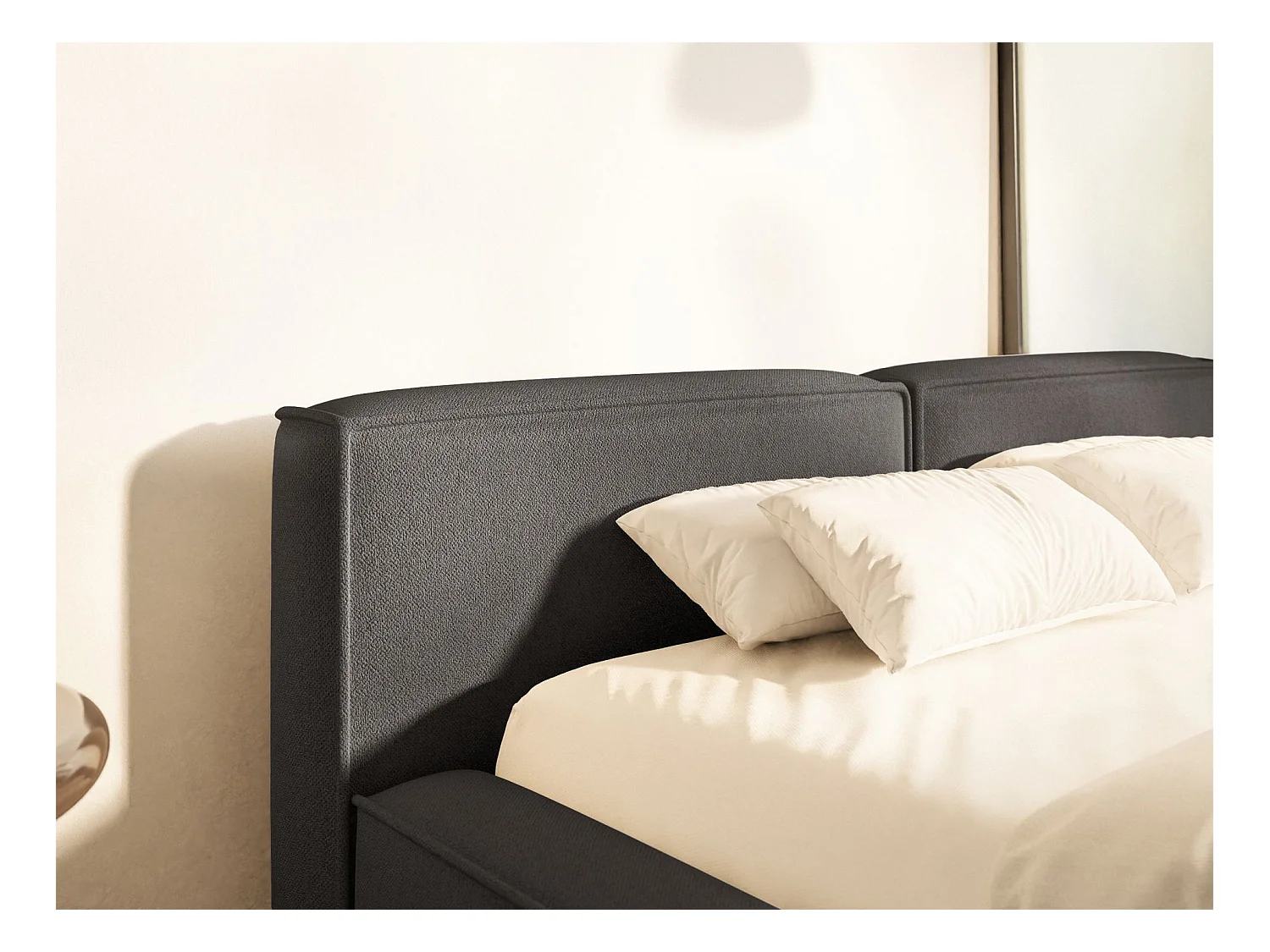 Polsterbett 180x200 mit Bettkasten – Lattenrost – Chenille – grafit – TILVES SLIM