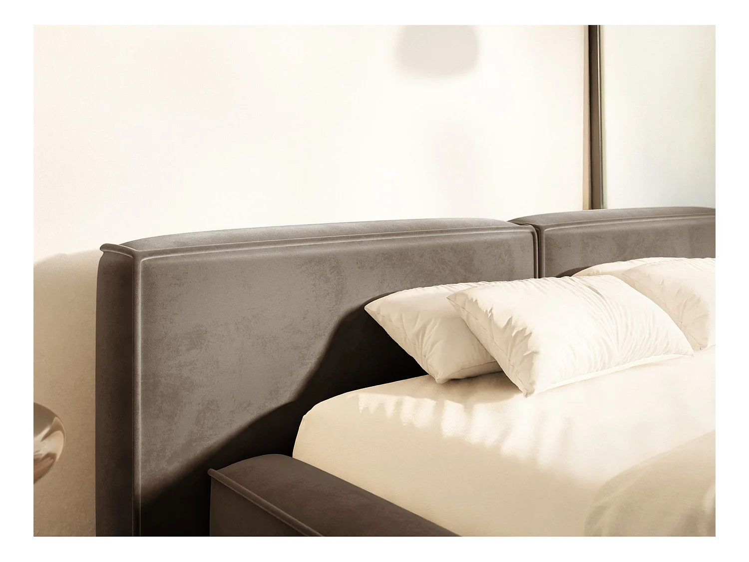 Opbergbed 180x200 cm – met lattenbodem – velours – lichtbruin – TILVES LOW