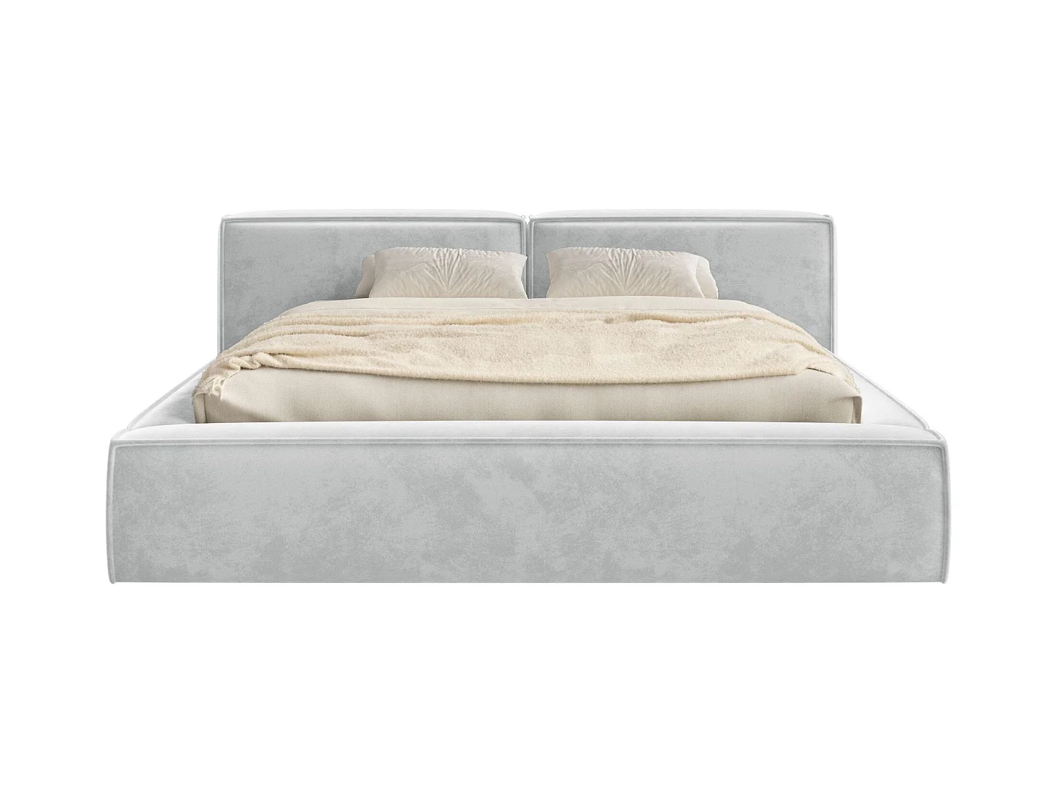 Polsterbett 140x200 mit Bettkasten – Lattenrost – Velours – hellgrau – TILVES LOW