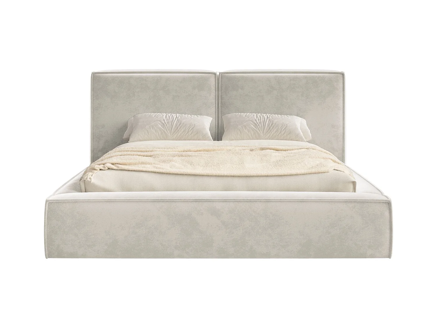 Polsterbett 180x200 mit Bettkasten – Lattenrost – Velours – greige – TILVES