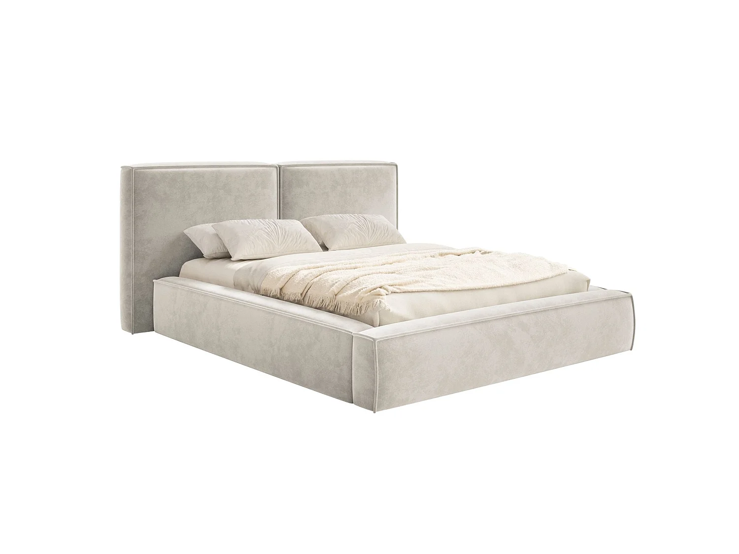 Gestoffeerd bed 180x200 – opbergruimte – lattenbodem – velours – greige – TILVES