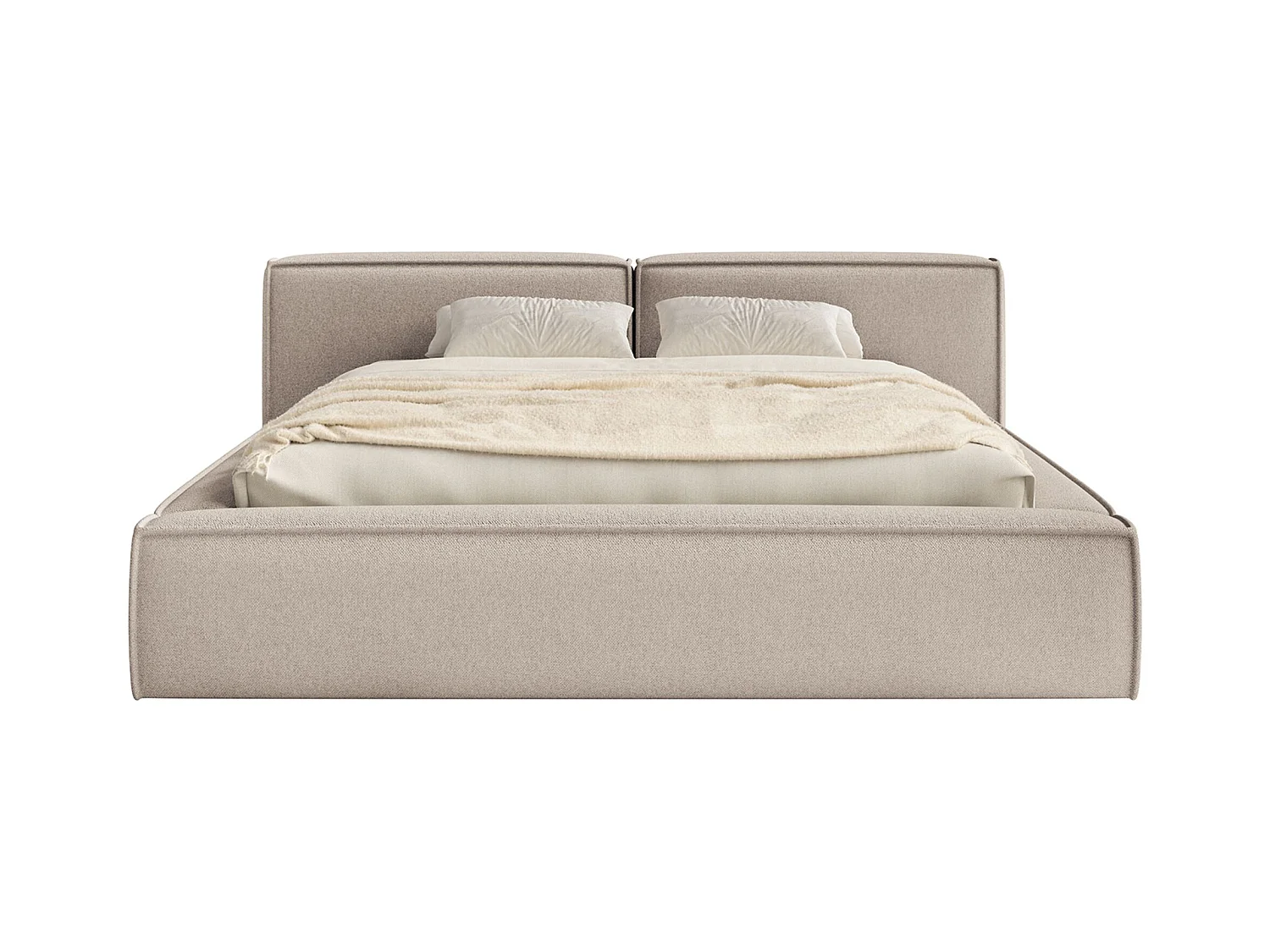 Polsterbett 140x200 mit Bettkasten – Lattenrost – Chenille – beige – TILVES LOW