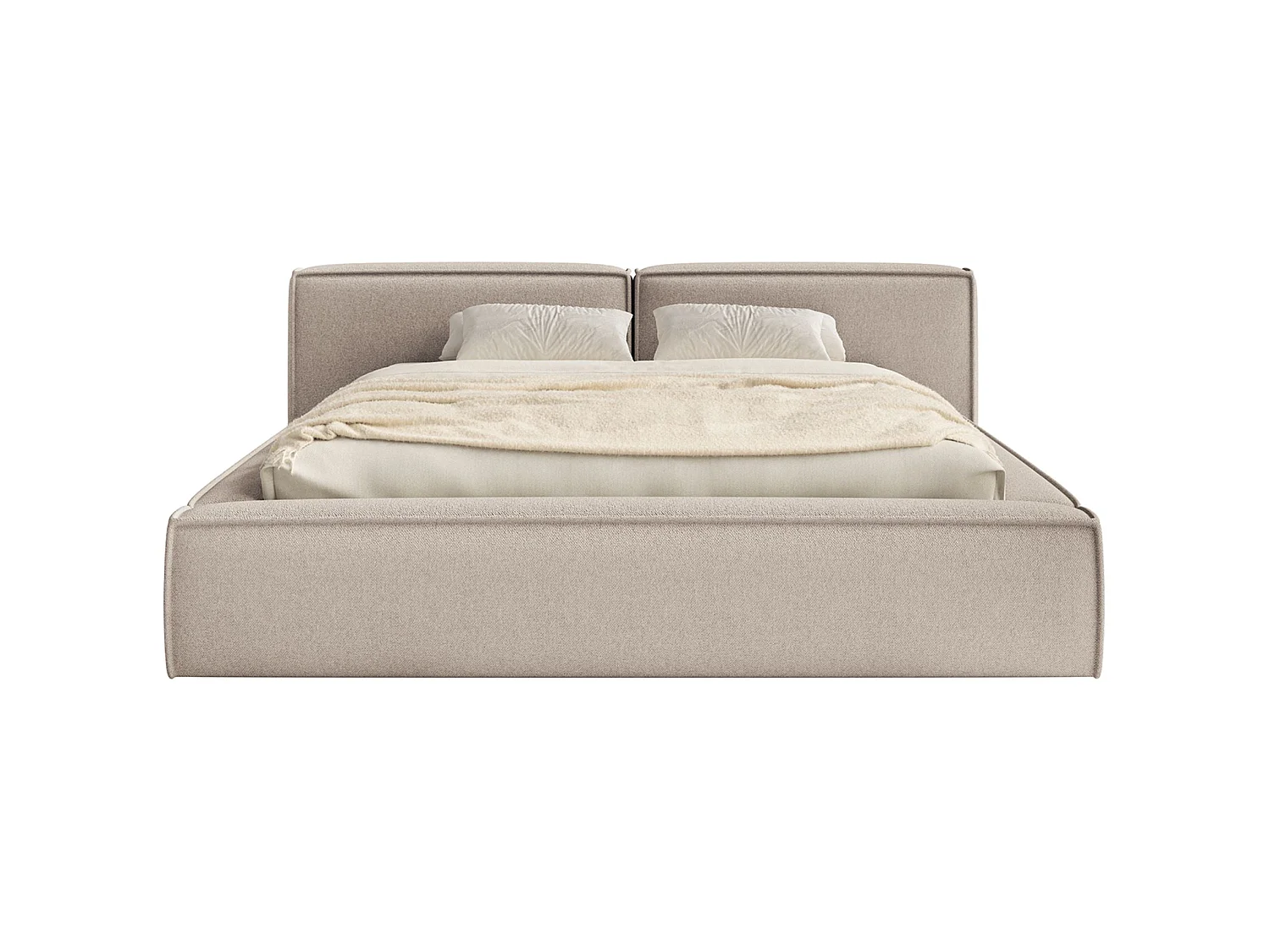 Opbergbed 140x200 cm – met lattenbodem – chenille – beige – TILVES LOW