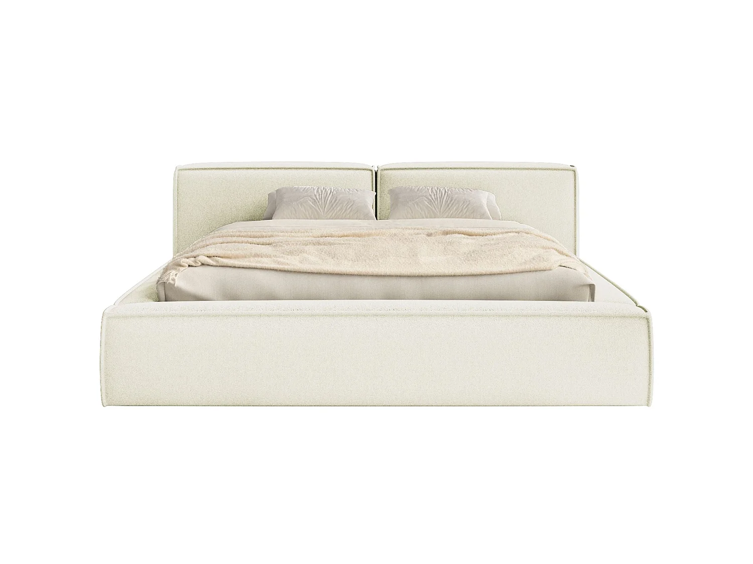 Opbergbed 200x200 cm – met lattenbodem – chenille – crème – TILVES LOW