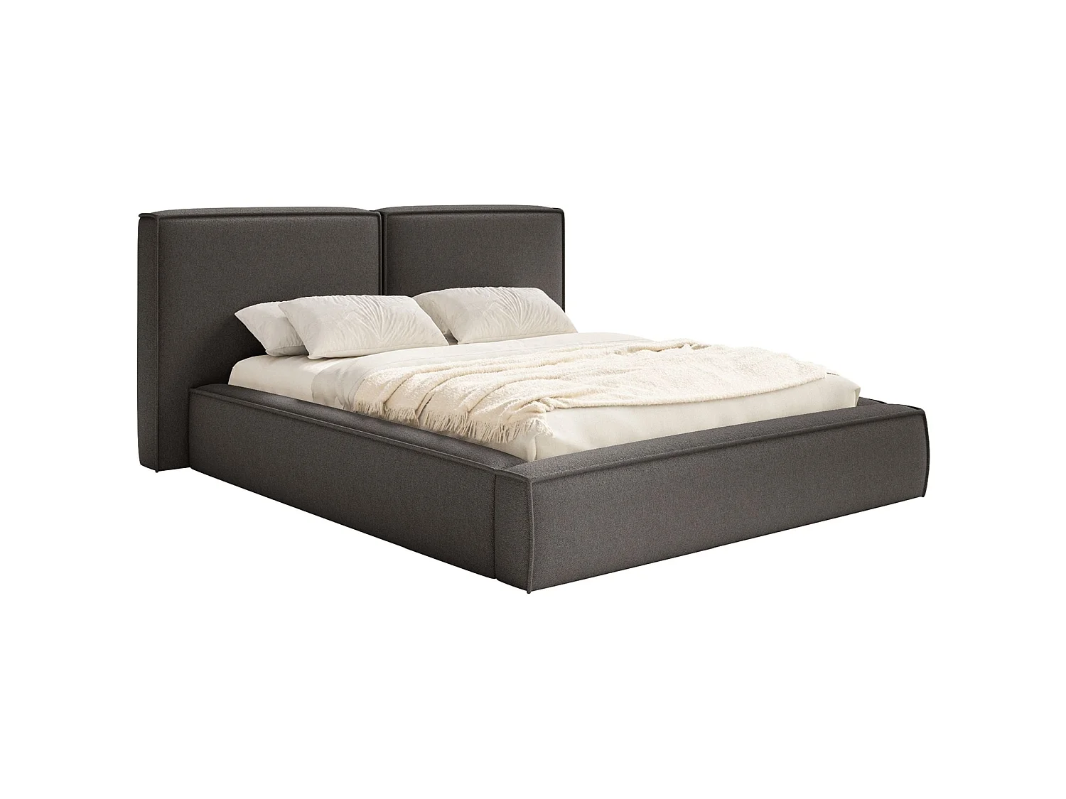 Gestoffeerd bed 180x200 – opbergruimte – lattenbodem – chenille – grafietgrijs – TILVES