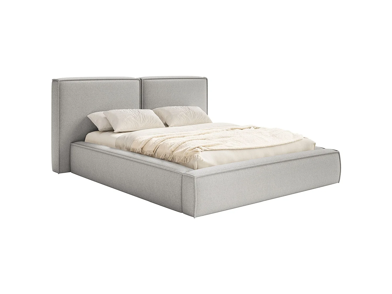 Gestoffeerd bed 160x200 – opbergruimte – lattenbodem – chenille – lichtgrijs – TILVES