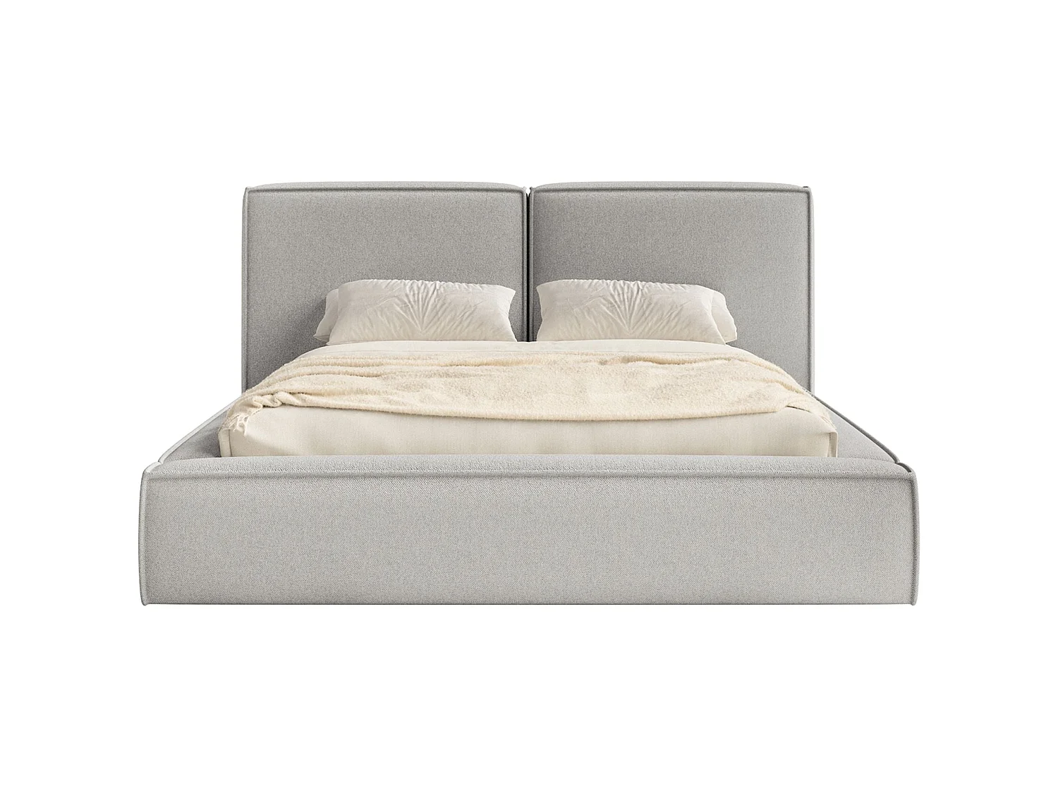 Gestoffeerd bed 160x200 – opbergruimte – lattenbodem – chenille – lichtgrijs – TILVES