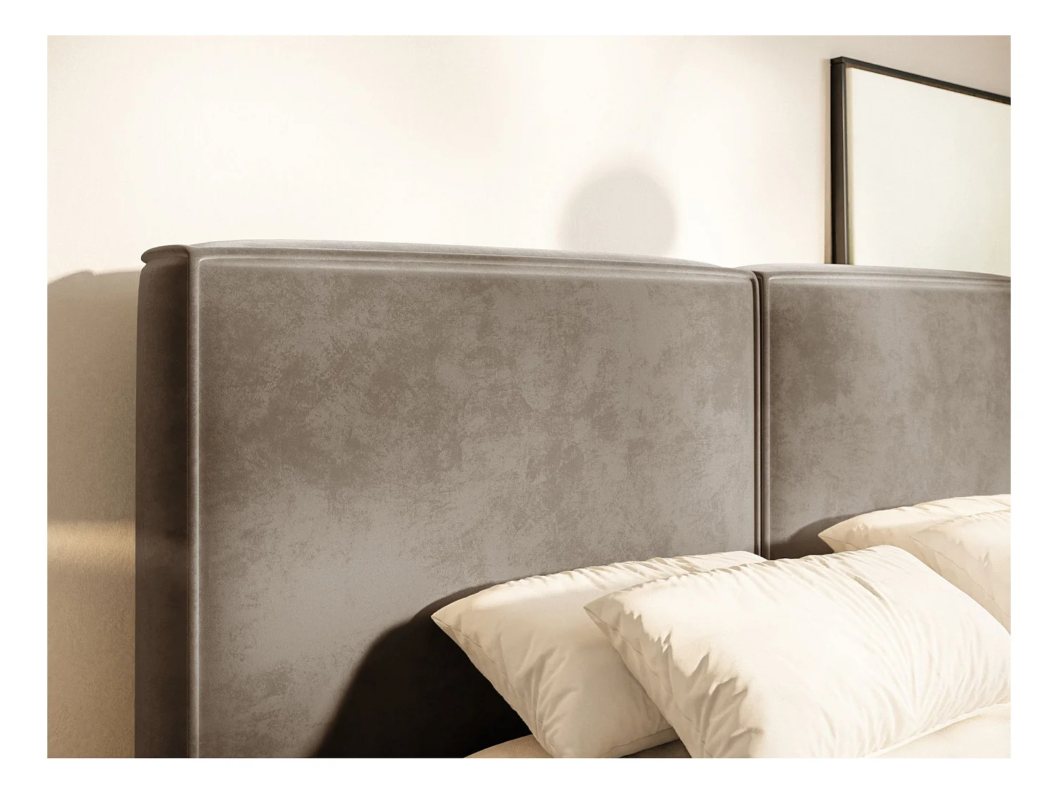 Polsterbett 200x200 mit Bettkasten – Lattenrost – Velours – hellbraun – TILVES