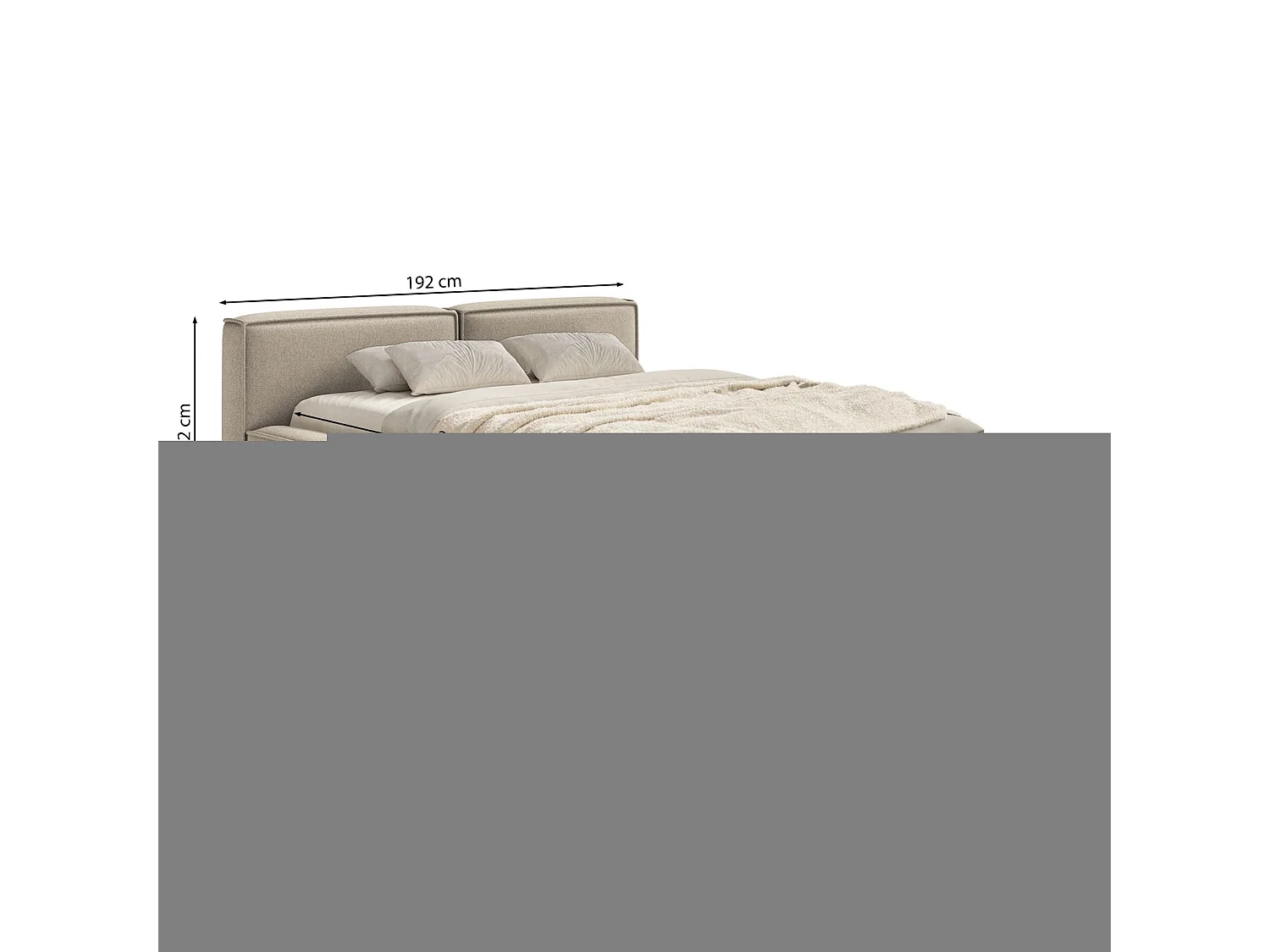 Opbergbed 160x200 cm – met lattenbodem – chenille – crème – TILVES SLIM