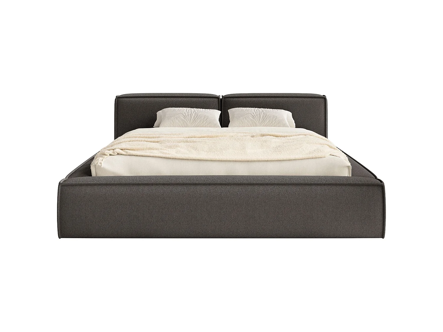 Opbergbed 160x200 cm – met lattenbodem – chenille – grafietgrijs – TILVES SLIM