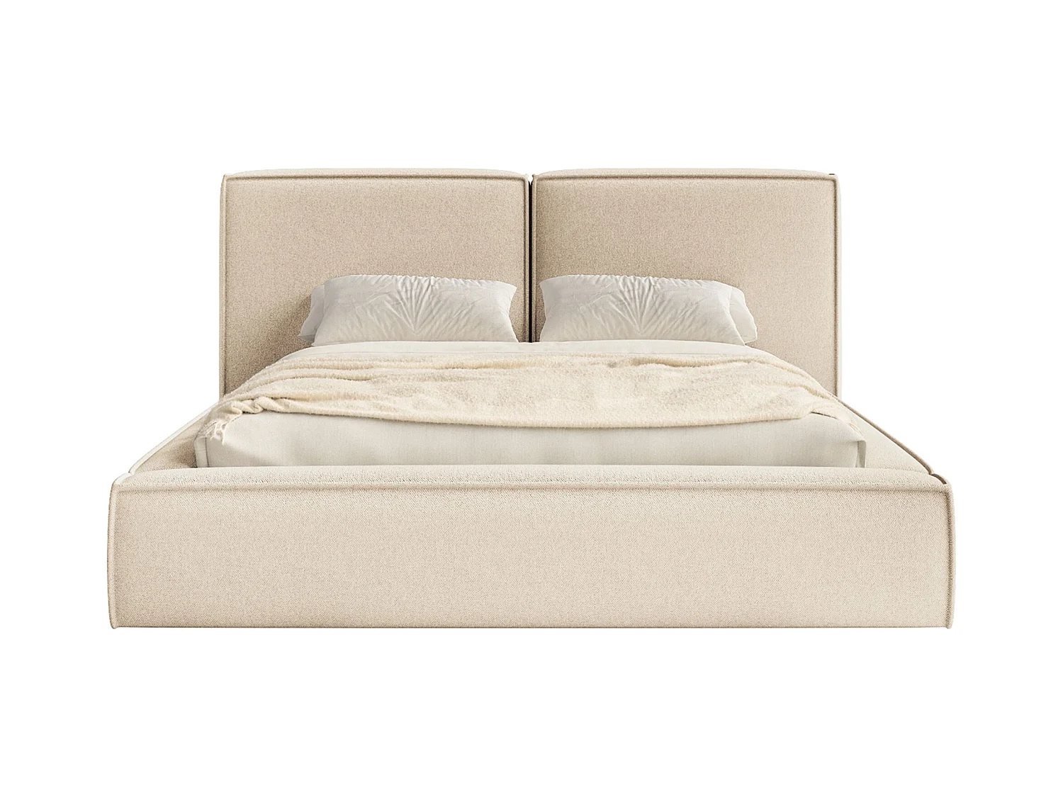 Polsterbett 140x200 mit Bettkasten – Lattenrost – Chenille – hellbeige – TILVES