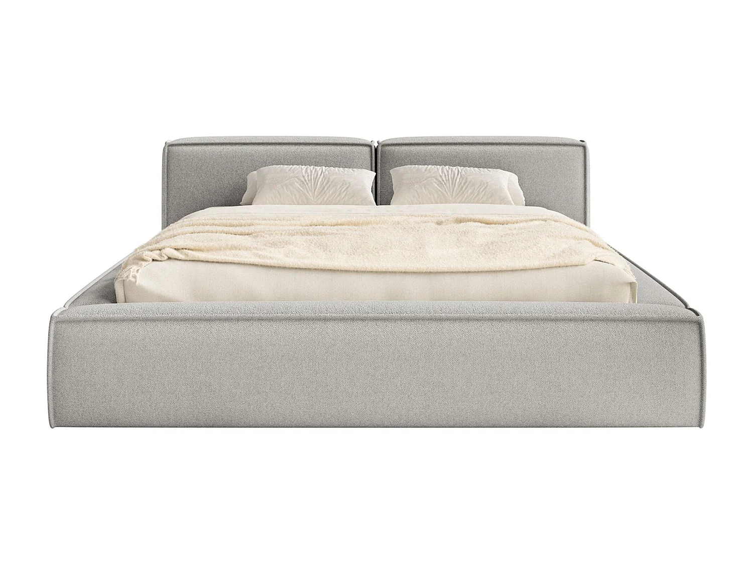 Opbergbed 200x200 cm – met lattenbodem – chenille – lichtgrijs – TILVES SLIM