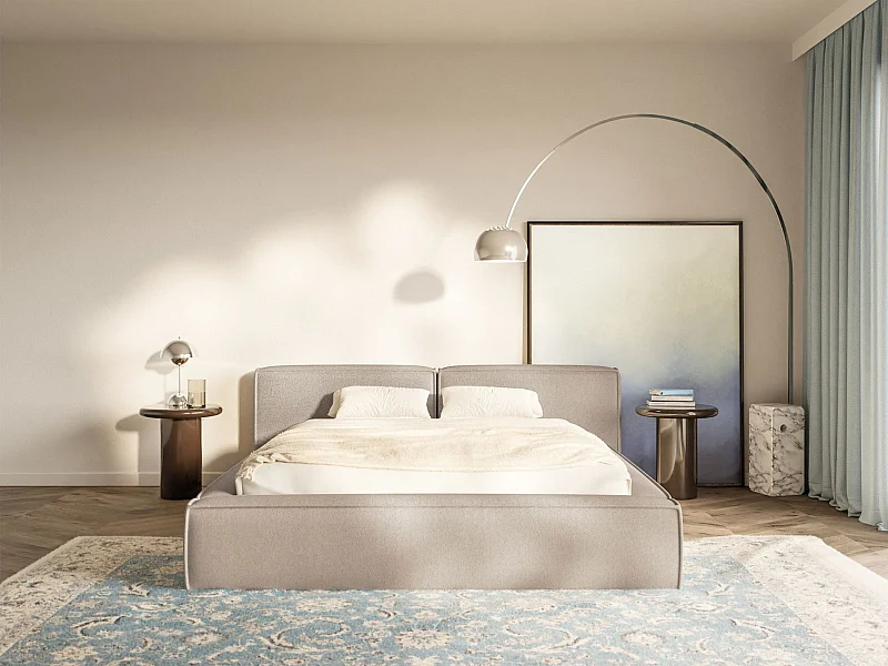 Opbergbed 180x200 cm – met lattenbodem – chenille – beige – TILVES LOW