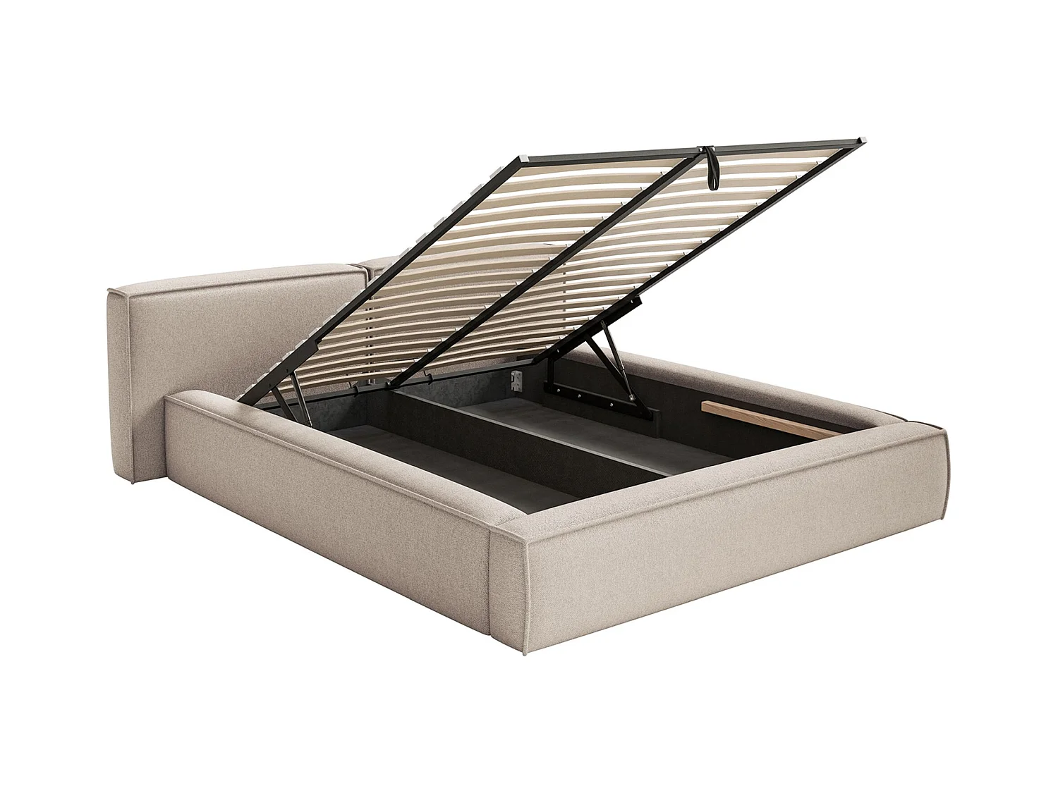 Polsterbett 180x200 mit Bettkasten – Lattenrost – Chenille – beige – TILVES LOW