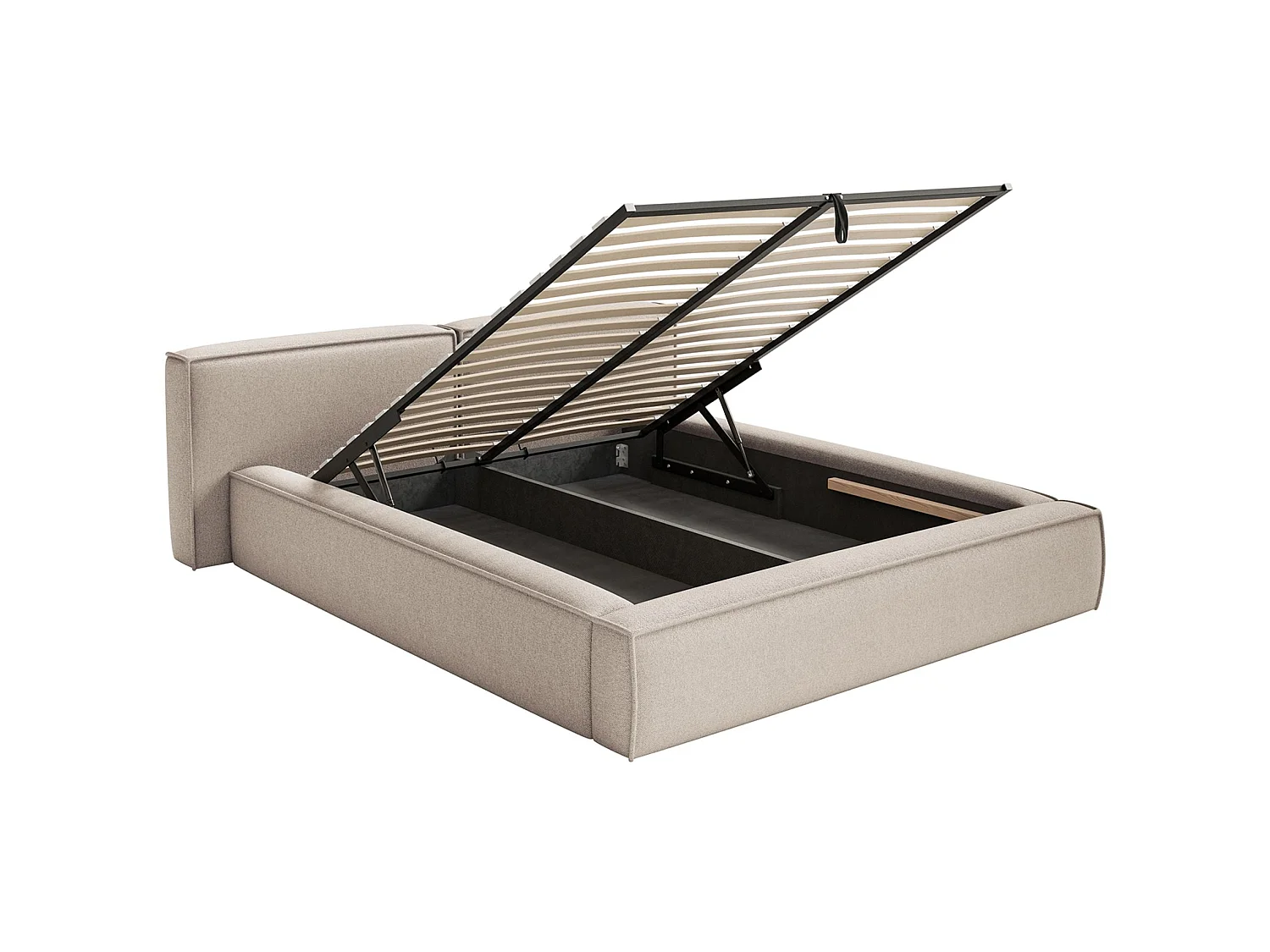 Opbergbed 180x200 cm – met lattenbodem – chenille – beige – TILVES LOW