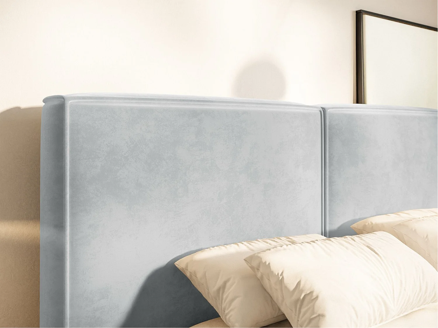 Polsterbett 160x200 mit Bettkasten – Lattenrost – Velours – hellgrau – TILVES