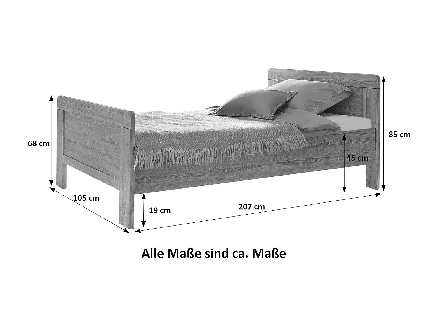 BETT Nadja weiß 105 / 207 / 85cm