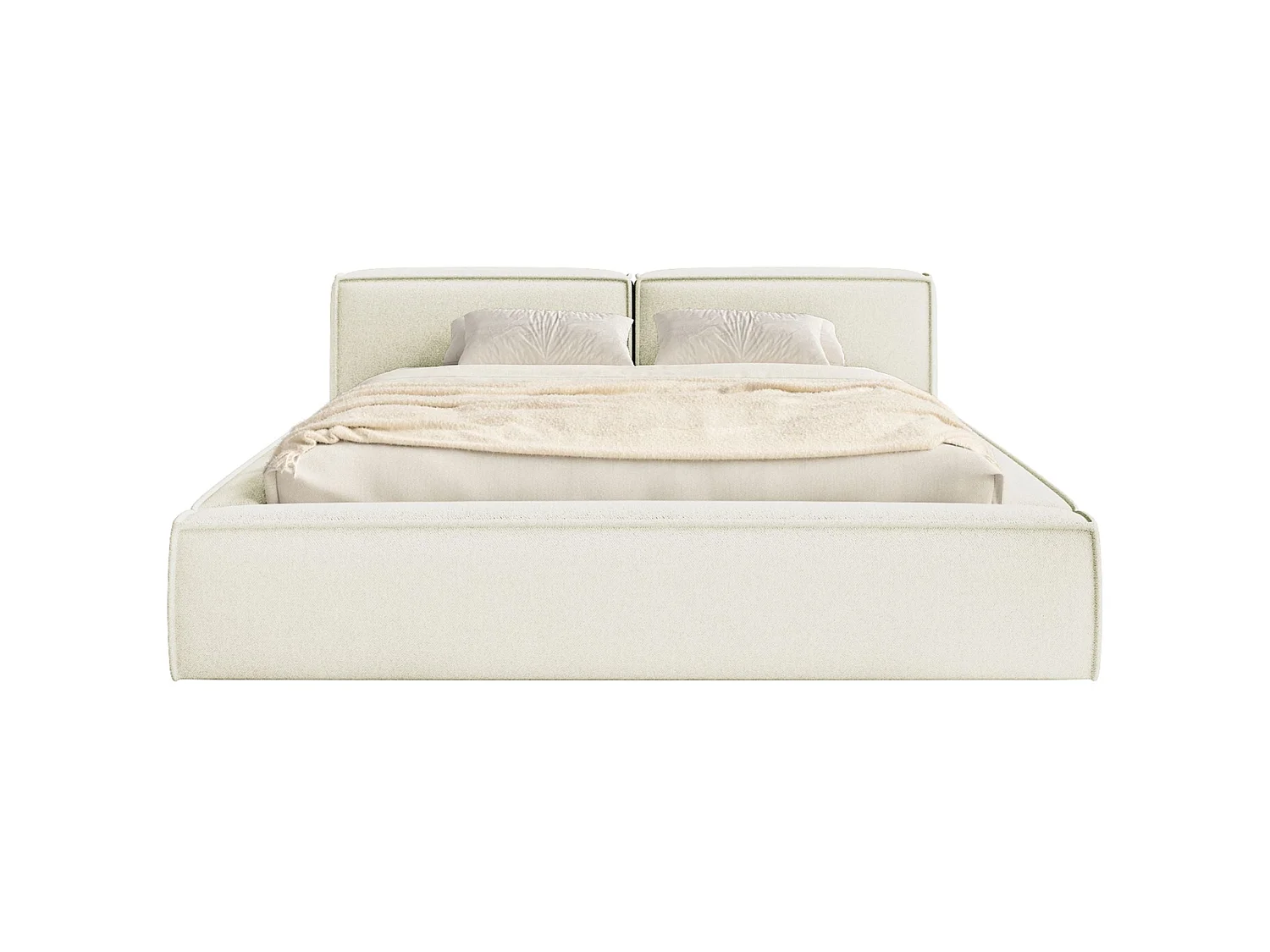 Opbergbed 140x200 cm – met lattenbodem – chenille – crème – TILVES SLIM