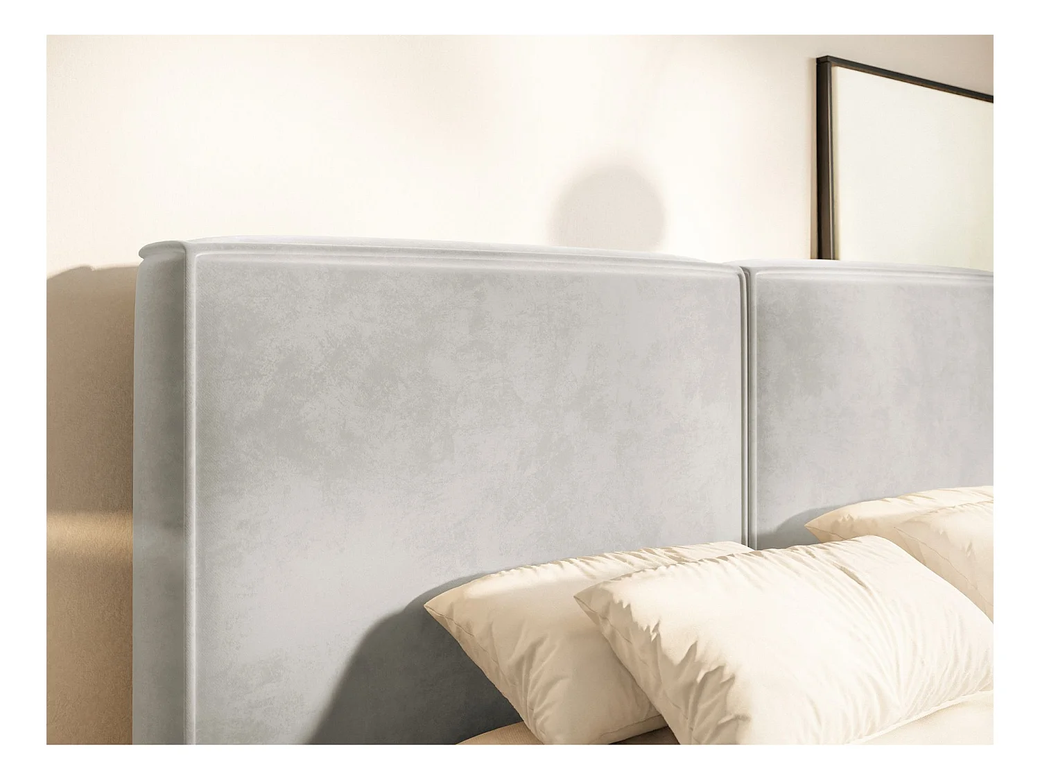 Polsterbett 200x200 mit Bettkasten – Lattenrost – Velours – greige – TILVES