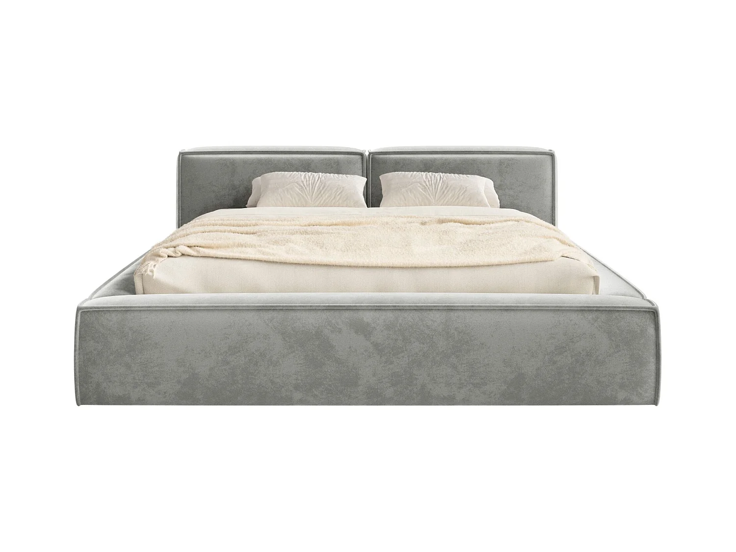 Polsterbett 160x200 mit Bettkasten – Lattenrost – Velours – grau – TILVES SLIM