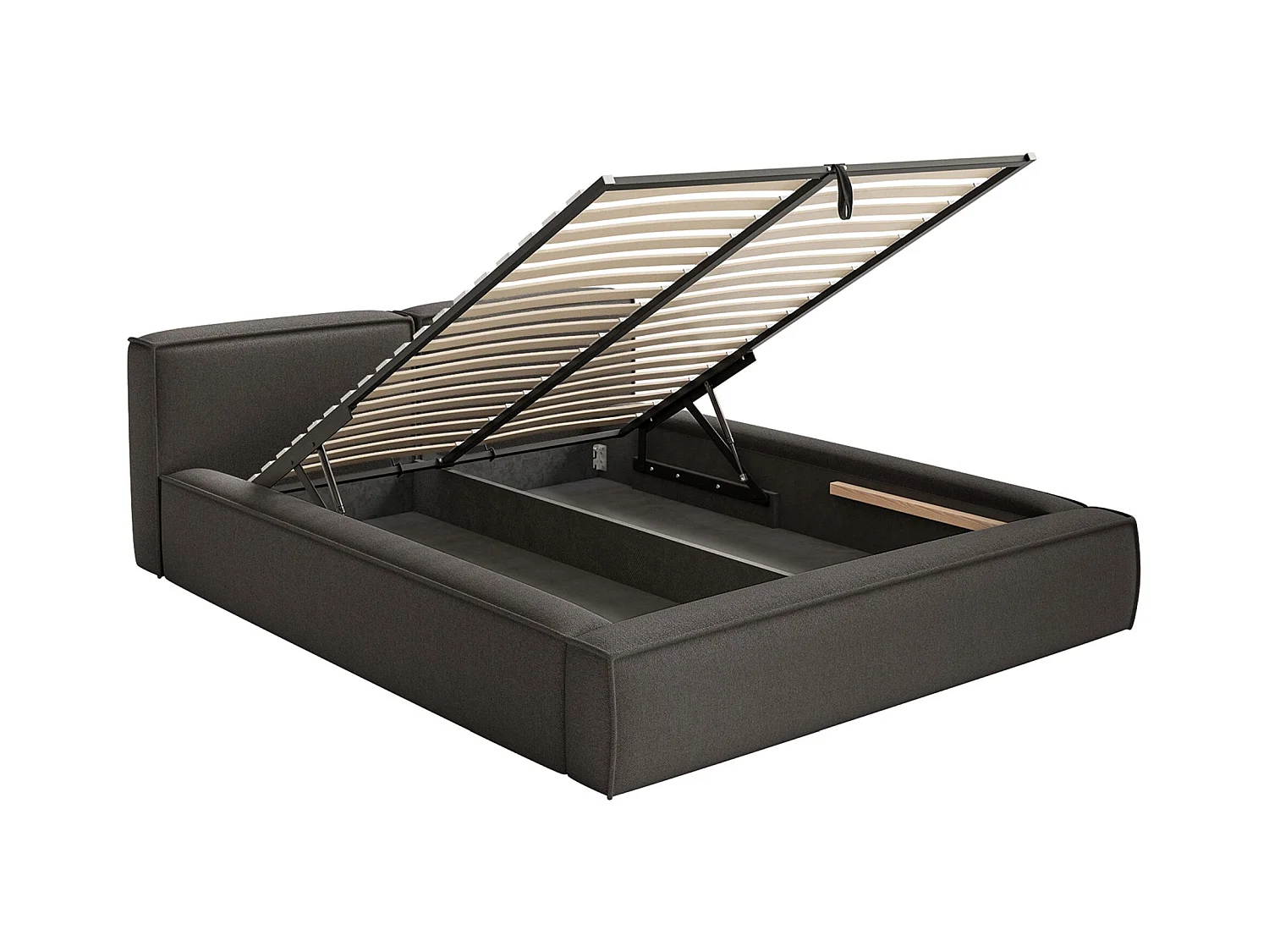 Polsterbett 140x200 mit Bettkasten – Lattenrost – Chenille – grafit – TILVES SLIM