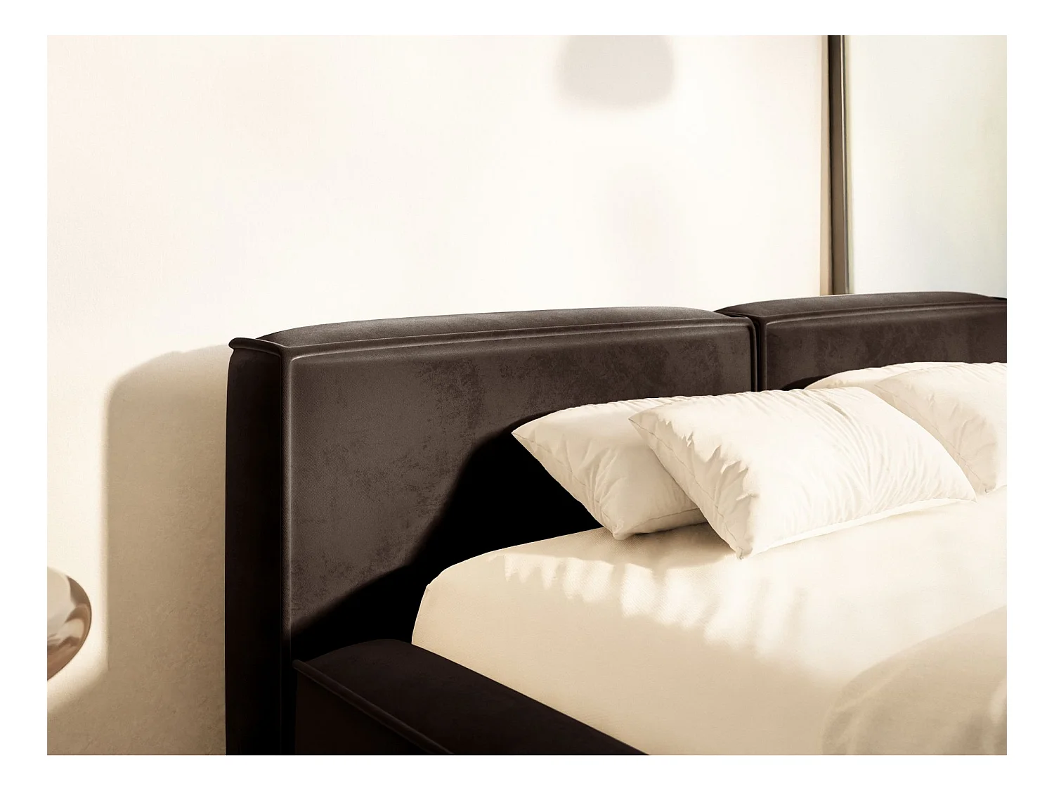 Opbergbed 200x200 cm – met lattenbodem – velours – bruin – TILVES SLIM