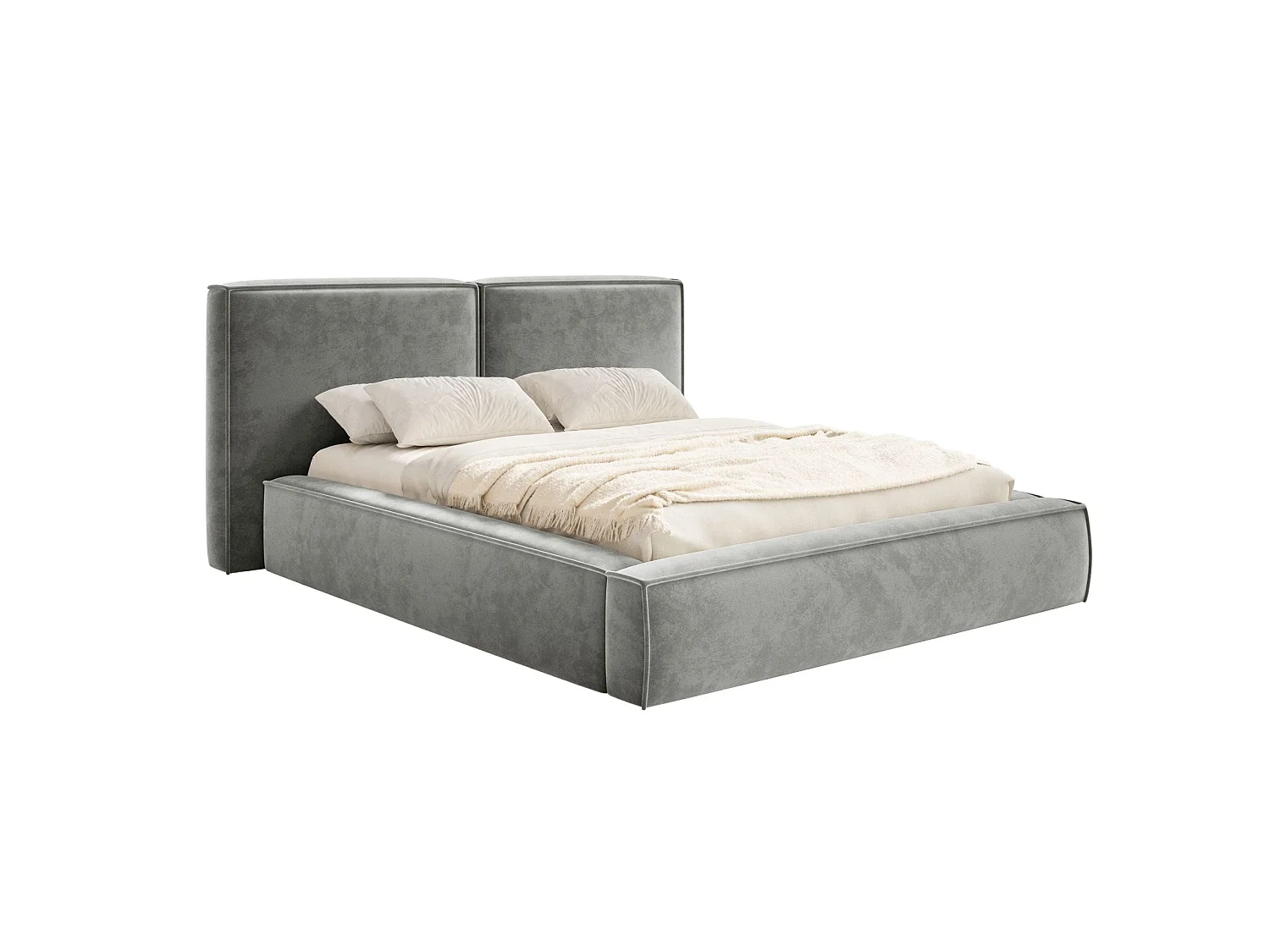 Gestoffeerd bed 140x200 – opbergruimte – lattenbodem – velours – grijs – TILVES