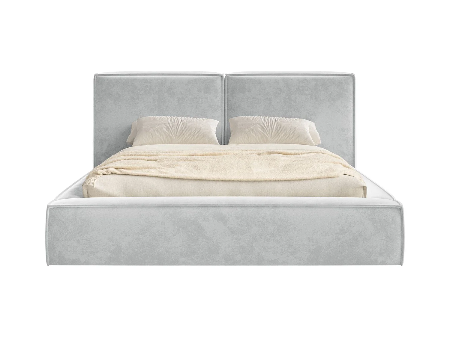 Polsterbett 180x200 mit Bettkasten – Lattenrost – Velours – hellgrau – TILVES