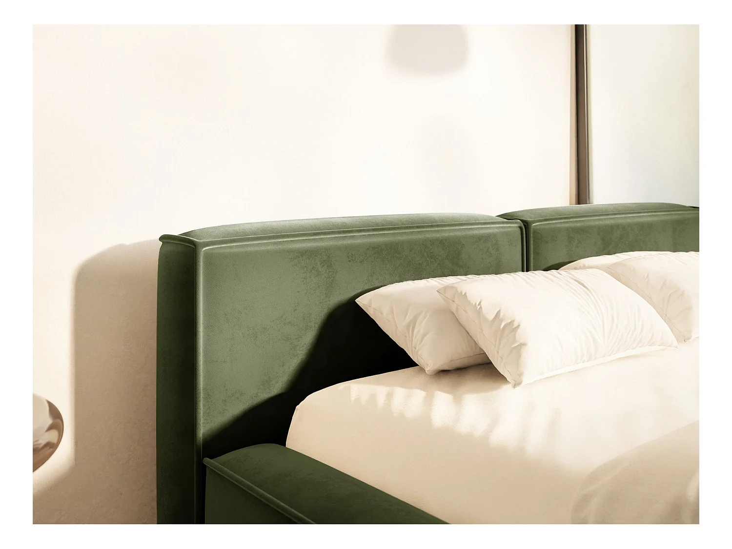 Polsterbett 180x200 mit Bettkasten – Lattenrost – Velours – olivgrün – TILVES SLIM