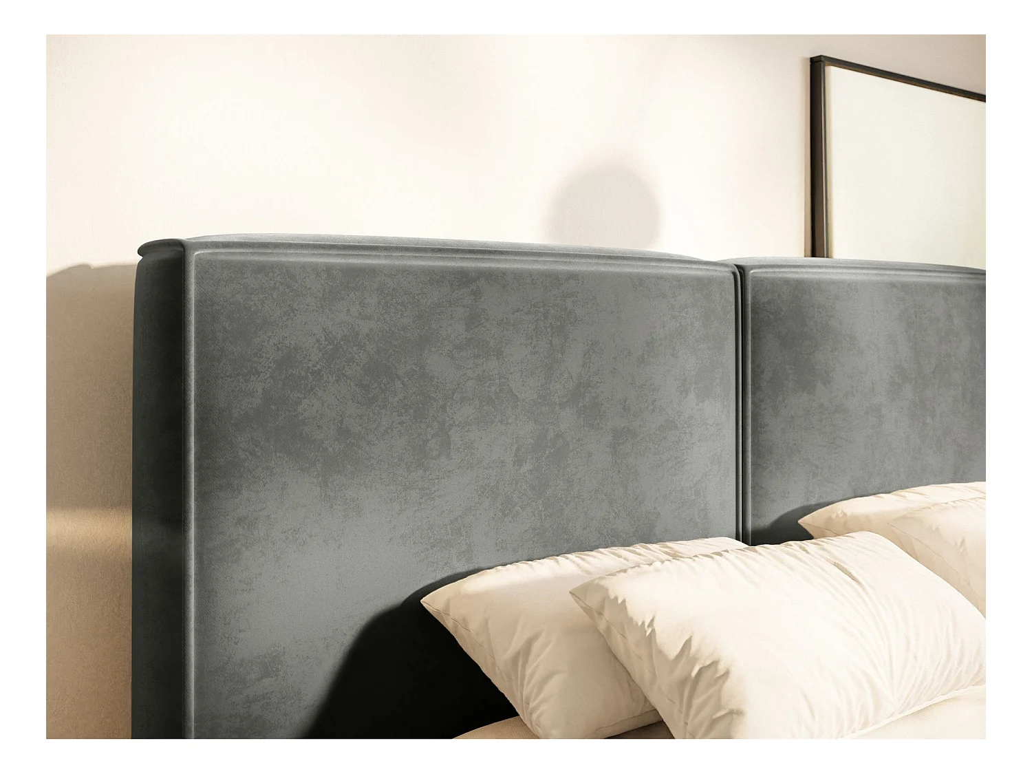 Polsterbett 180x200 mit Bettkasten – Lattenrost – Velours – grau – TILVES