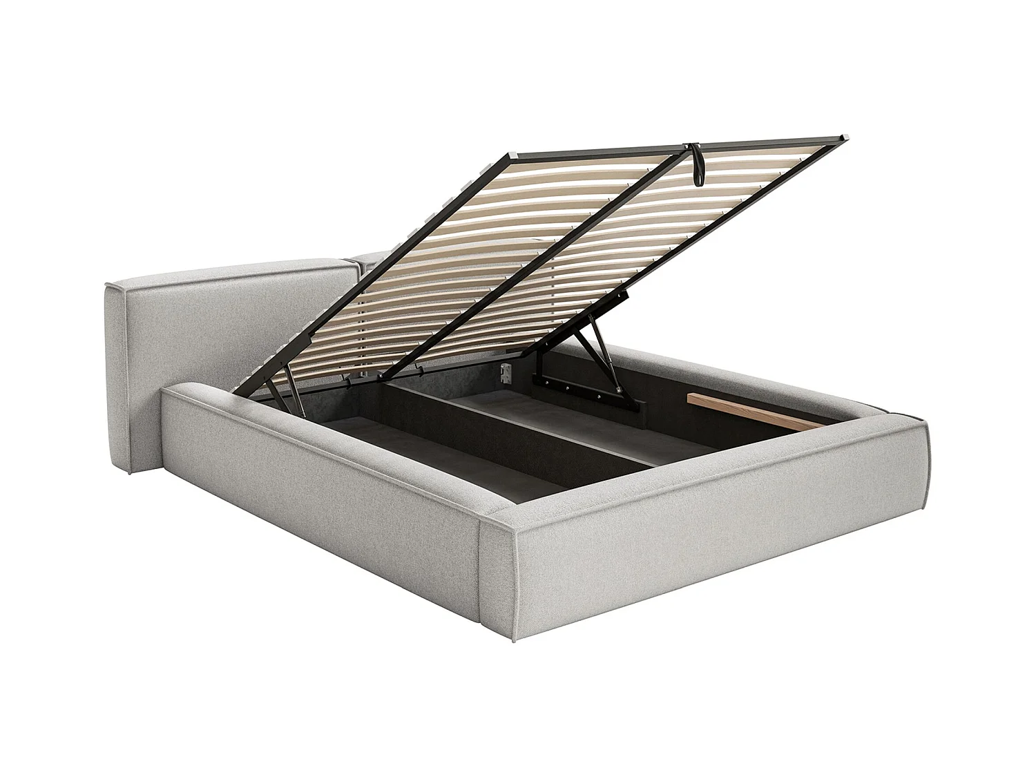 Polsterbett 200x200 mit Bettkasten – Lattenrost – Chenille – hellgrau – TILVES LOW