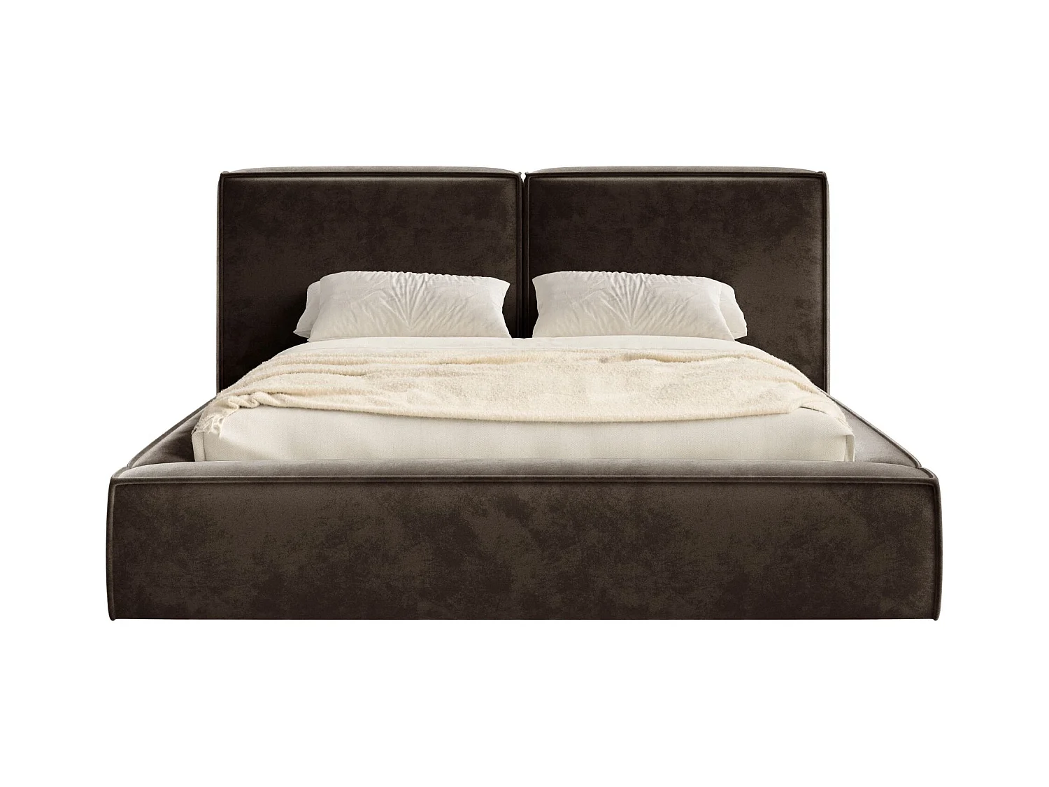 Polsterbett 140x200 mit Bettkasten – Lattenrost – Velours – braun – TILVES