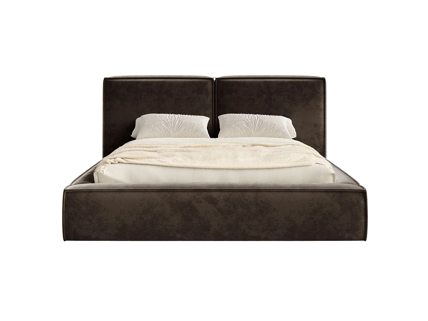 Gestoffeerd bed 140x200 – opbergruimte – lattenbodem – velours – bruin – TILVES