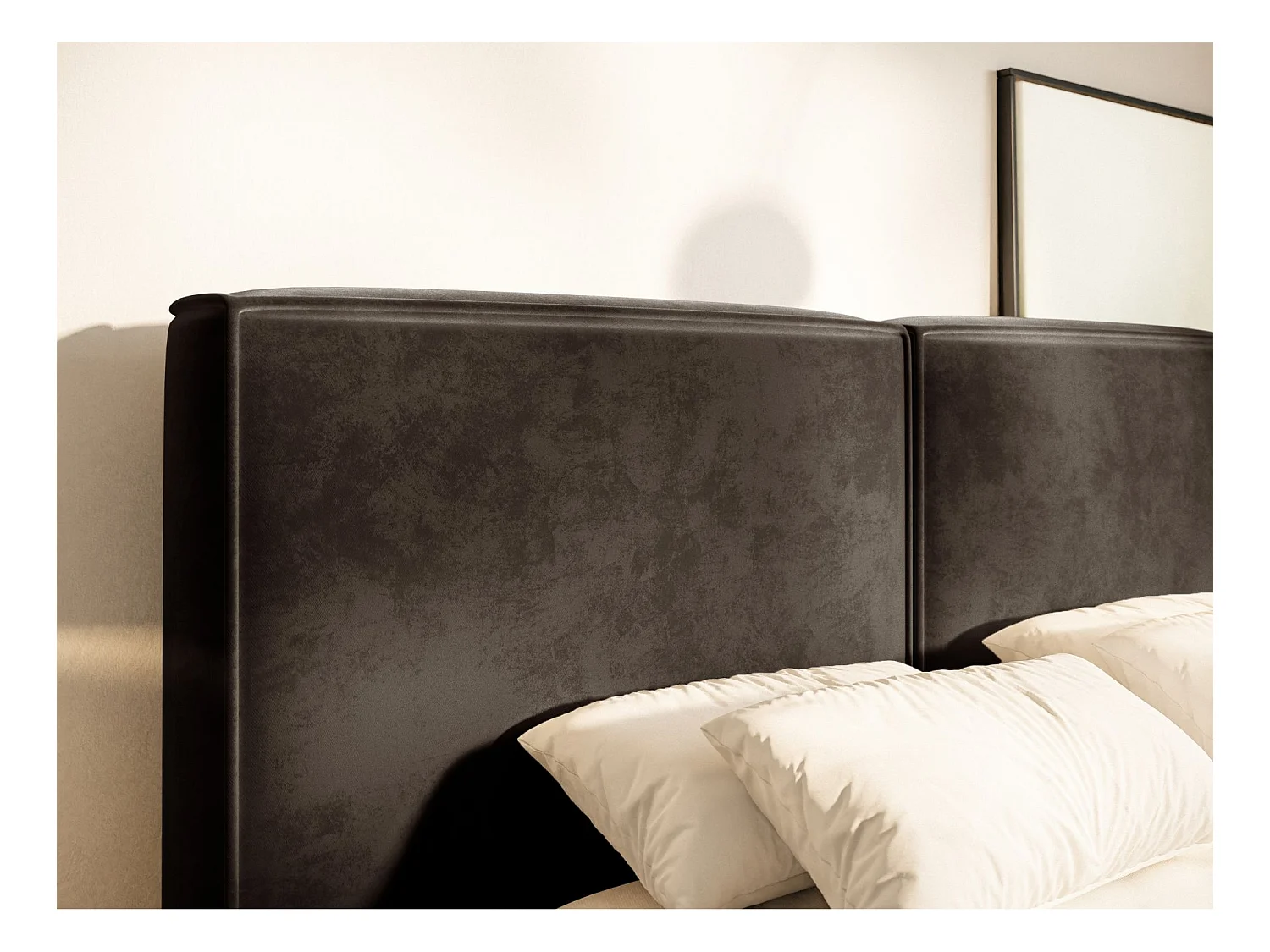 Polsterbett 200x200 mit Bettkasten – Lattenrost – Velours – braun – TILVES