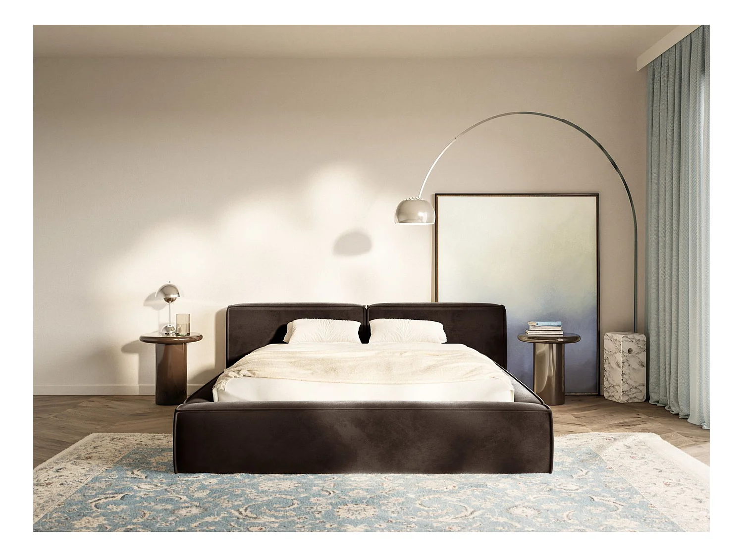 Opbergbed 140x200 cm – met lattenbodem – velours – bruin – TILVES LOW