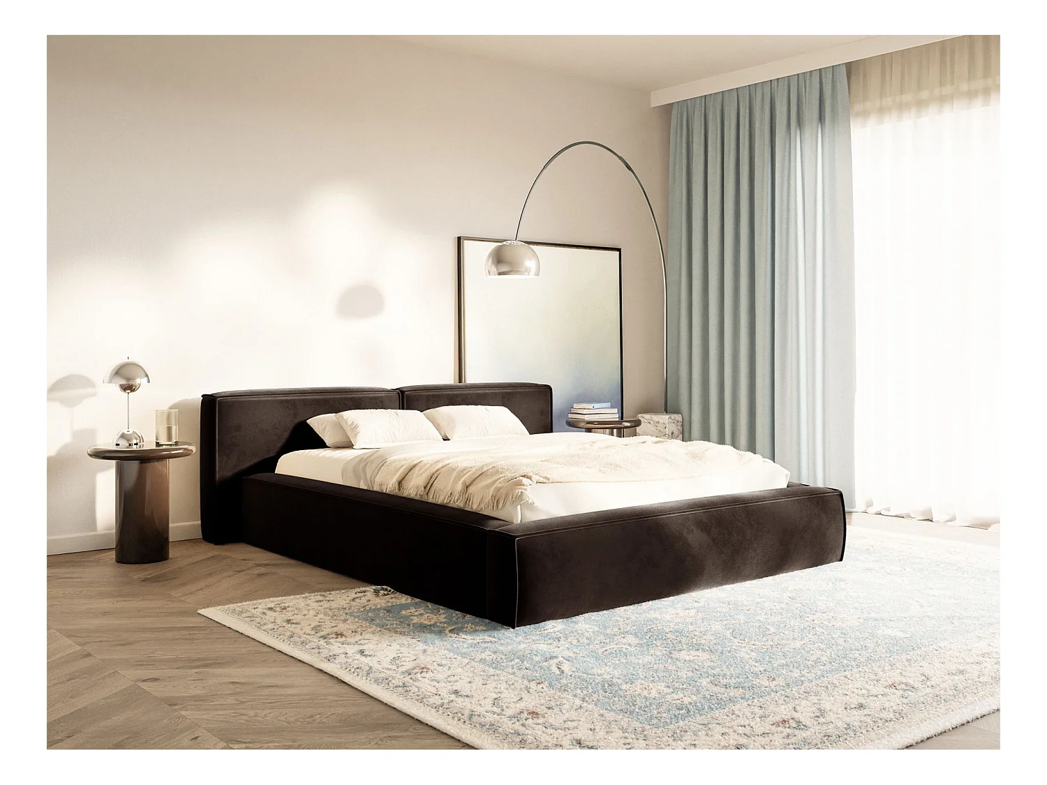 Opbergbed 140x200 cm – met lattenbodem – velours – bruin – TILVES LOW