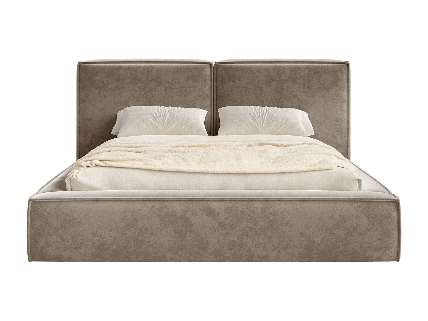 Polsterbett 180x200 mit Bettkasten – Lattenrost – Velours – hellbraun – TILVES