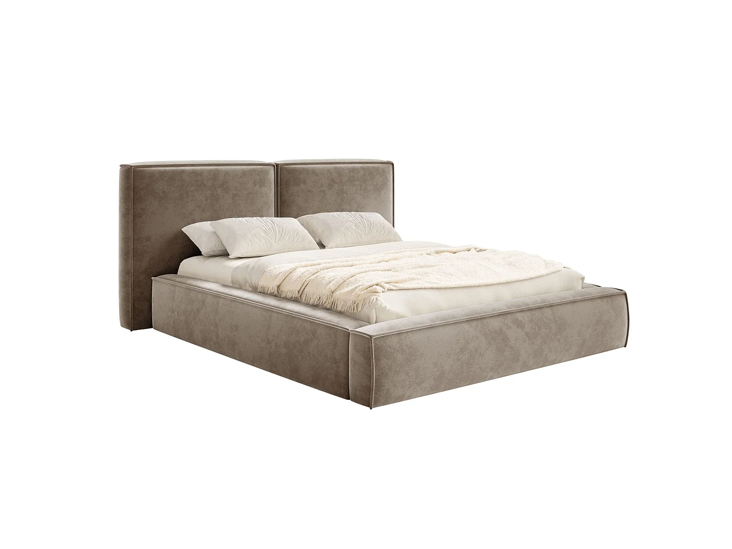 Polsterbett 180x200 mit Bettkasten – Lattenrost – Velours – hellbraun – TILVES