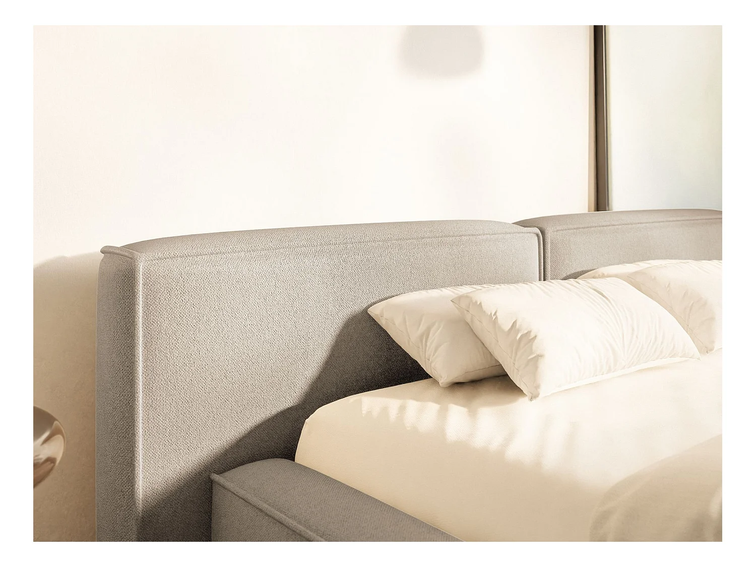 Opbergbed 160x200 cm – met lattenbodem – chenille – beige – TILVES LOW