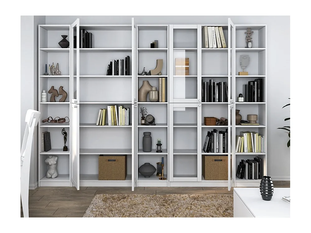 PAFOS Witryna |Biała | 40x29x200 CM | Regał Biurowy Klasyczny