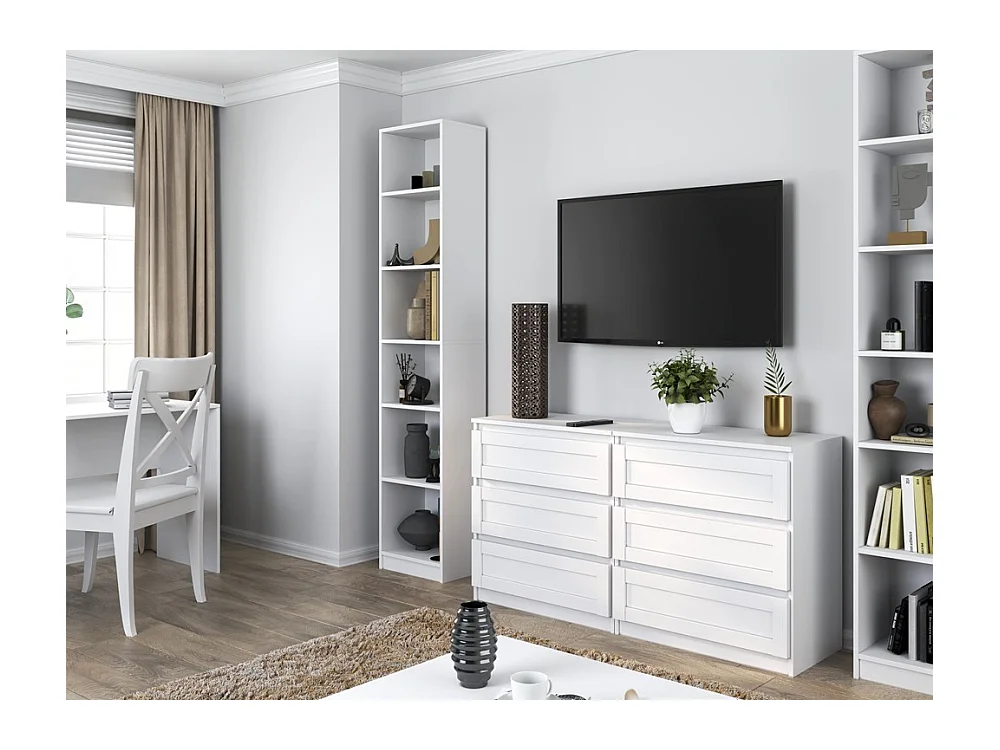 PAFOS Witryna |Biała | 40x29x200 CM | Regał Biurowy Klasyczny