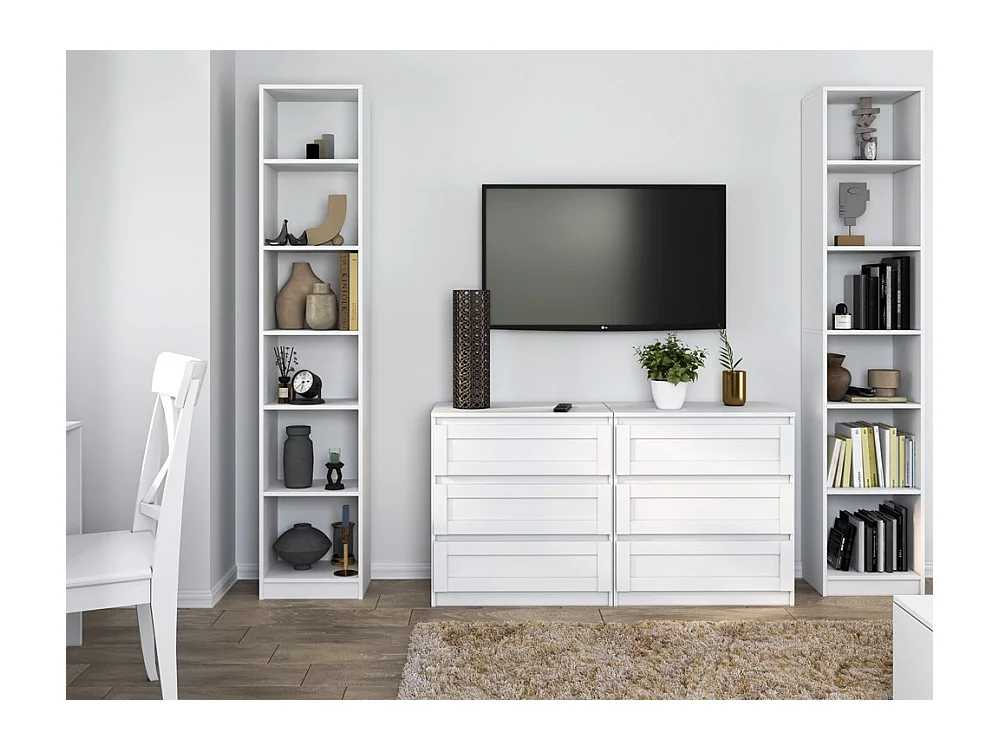 PAFOS Witryna |Biała | 40x29x200 CM | Regał Biurowy Klasyczny