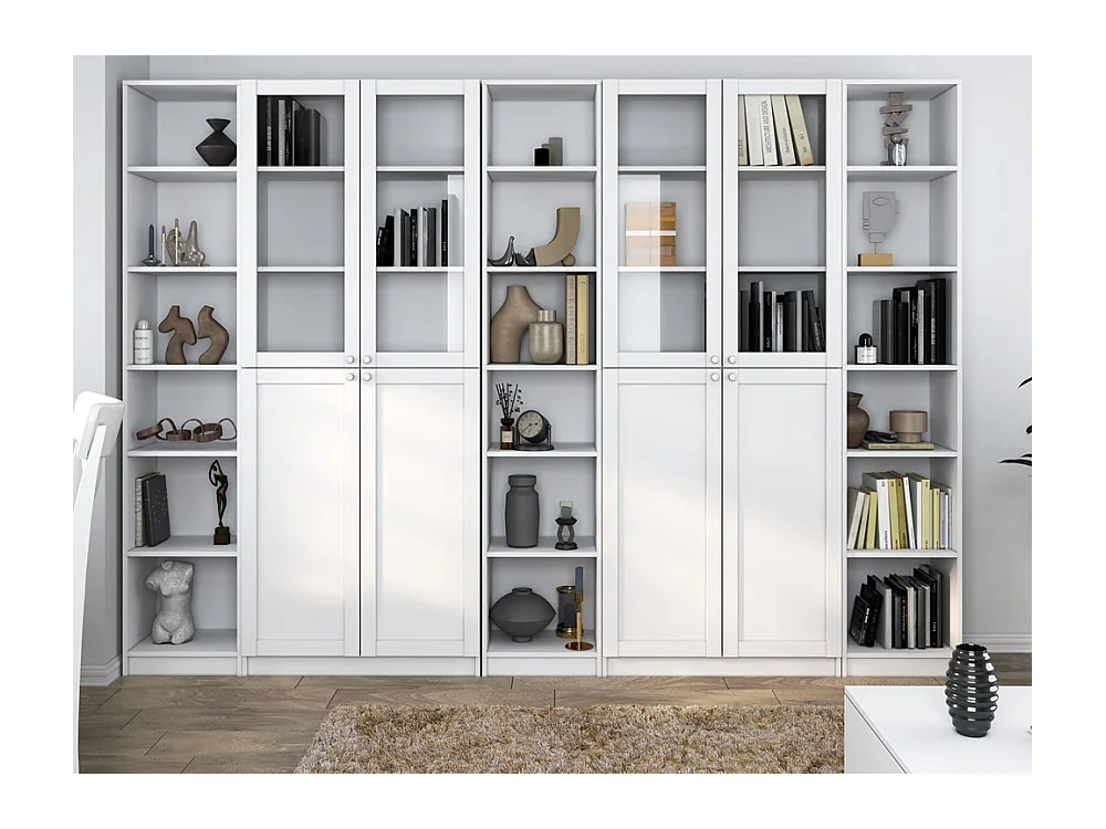 PAFOS Witryna |Biała | 40x29x200 CM | Regał Biurowy Klasyczny