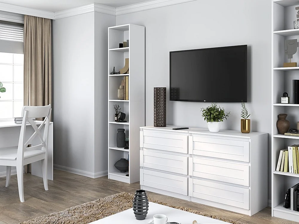 PAFOS Witryna |Biała | 40x29x200 CM | Regał Biurowy Klasyczny